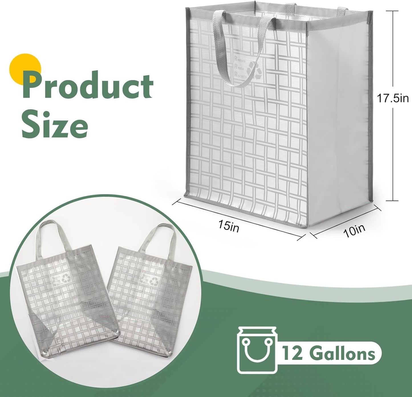 Lily queen Recycle Bin Bags for Kitchen Home Trash Cans Sorting Bins 12 Gallon Set of 2