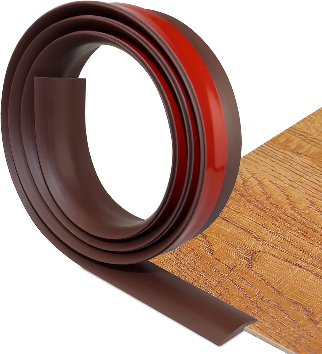 Floor Transition Strip Self Adhesive Carpet & Flooring Transitions Edging Trim Strip PVC Threshold Transitions Suitable for Threshold Height Less Than 5mm (3.3Ft, Brown)