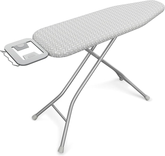 Yaheetech Foldable Ironing Board, Heavy Duty Iron Board with 9 Adjustable Heights, 4 Layer Cover and Safety Iron Rest, 52X14 Compact and Space Save Iron Board for Home Laundry Room Use, Gray&White