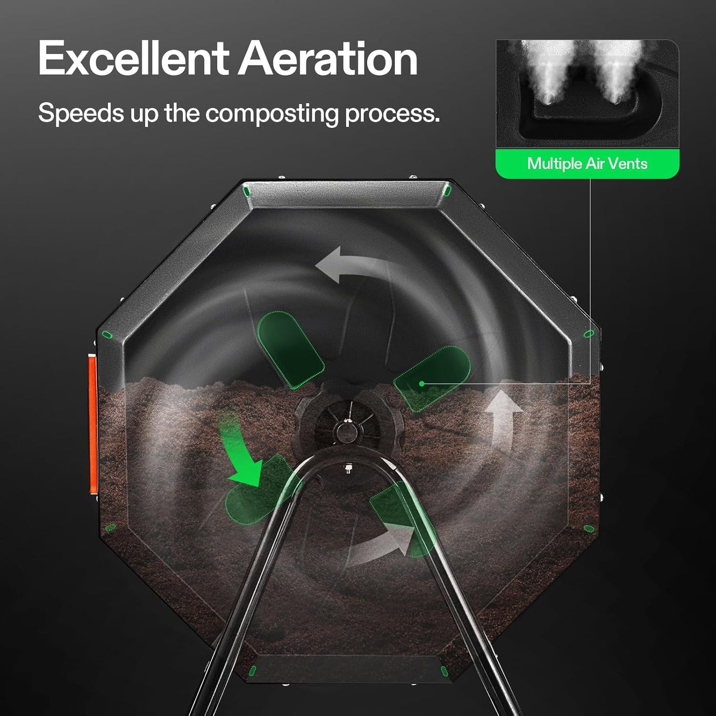 VIVOSUN Outdoor Tumbling Composter Dual Rotating Batch Compost Bin, 43 Gallon Orange Door