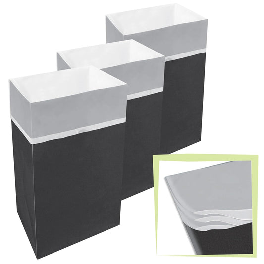 30 Gallon Disposable Pop-Up Trash Cans (3-Pack, Multi-Liner) with Fitted Bags – Foldable Garbage & Recycling Bins for Parties, Events & Kitchen (Black 30" H x 14" W x 17" D)