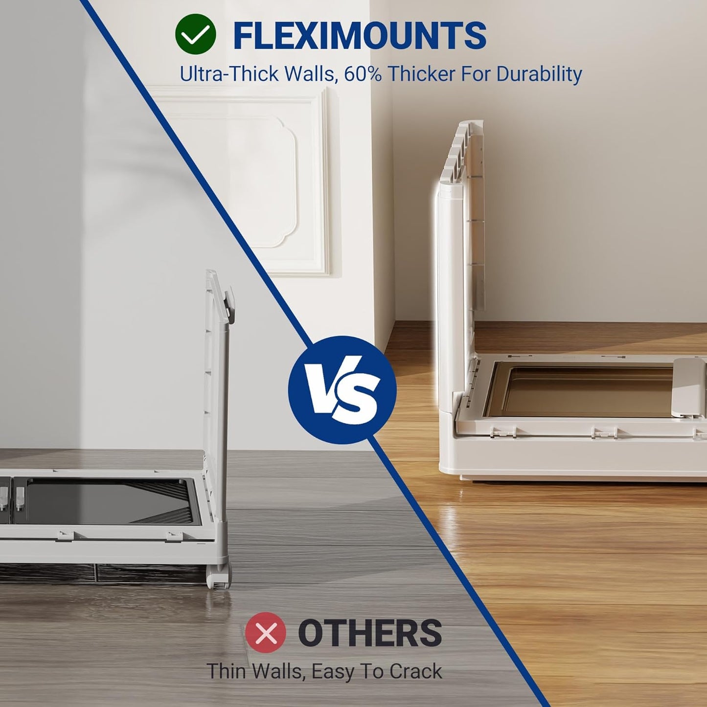 FLEXIMOUNTS 228 QT Stackable Storage Bins With Lids, Collapsible Plastic Storage Bins With Doors and Built-in Wheels For Home Dorm Closet Organizers and Storage, 3 Pack Cubes, Milky White