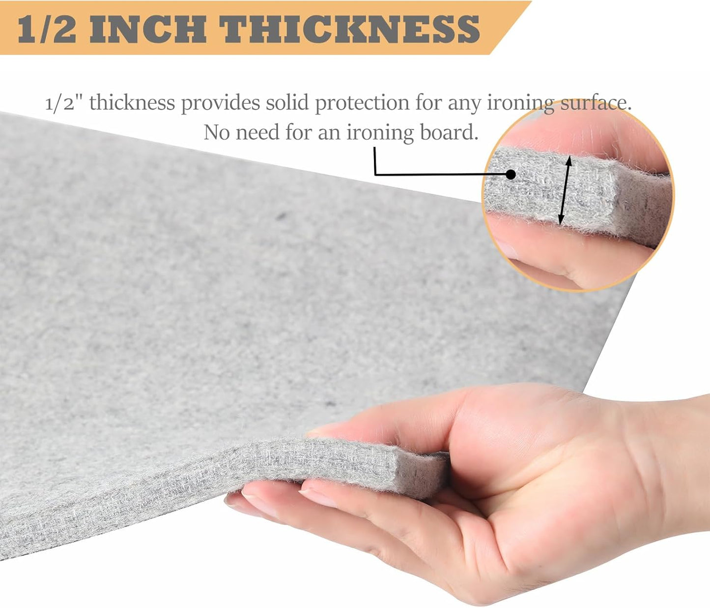 Wool Pressing Mat for Quilting, 24" X 60" Portable Wool Ironing Mat 100% Felted Wool Iron Board for Quilters, Great for Quilting & Sewing Projects