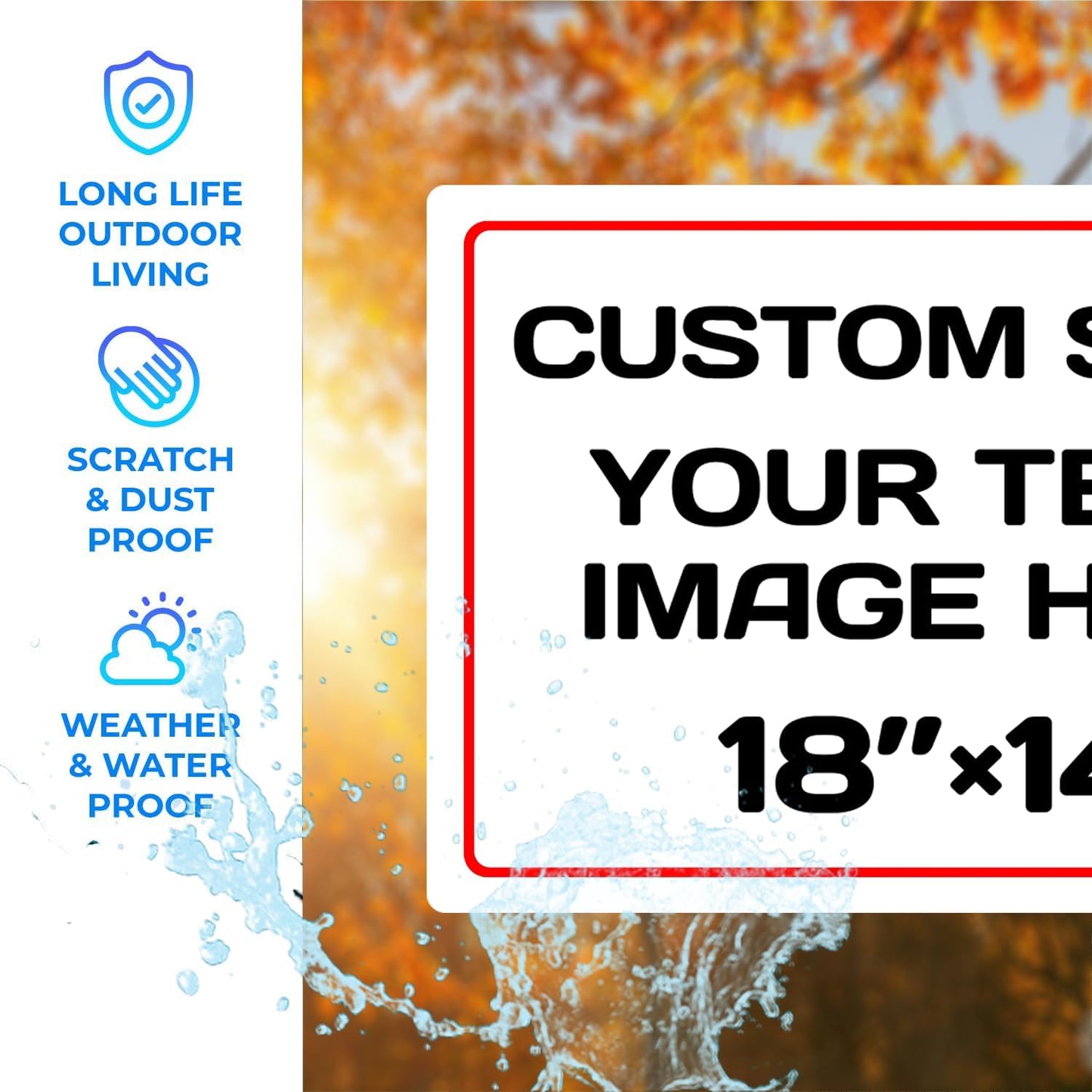 Personalized Aluminum Metal Signs - Weatherproof, Custom Text & Picture, Multiple Sizes (18 * 14 Inch, White)