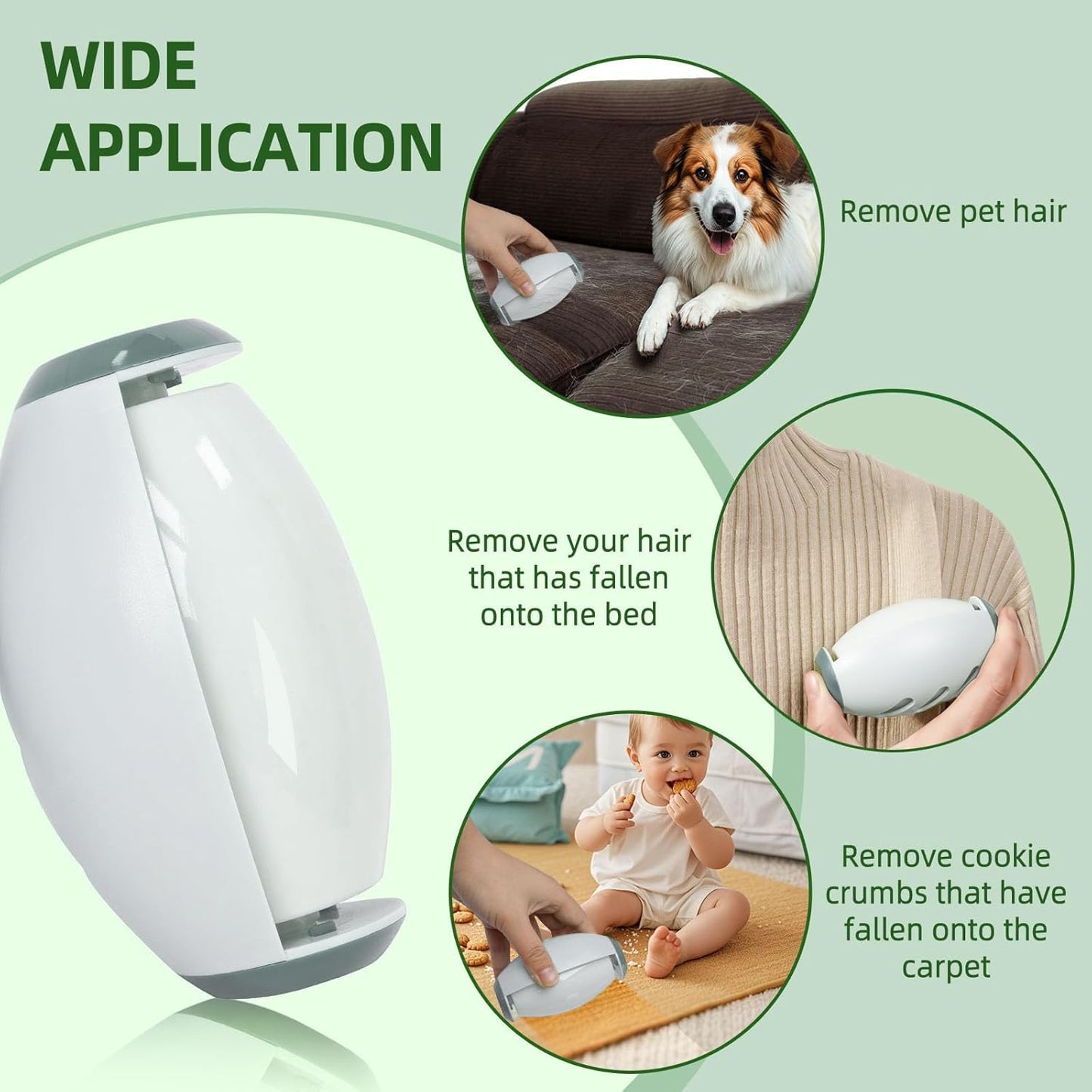 Upgrade Reusable Lint Roller for Pet Hair, Portable Washable Sticky Rollers for Clothes, Super Sticky Home Travel Lint Roller Ball Remover Clothes Plush, Hair, Dust (White)
