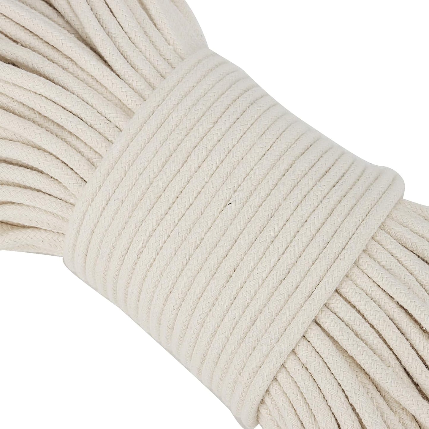 SOUJAP 5/32 Inch White Natural Cotton Clothesline Rope, 4mm x 328 Feet Cotton Sash Cord for Window, Decoration, Tie Down