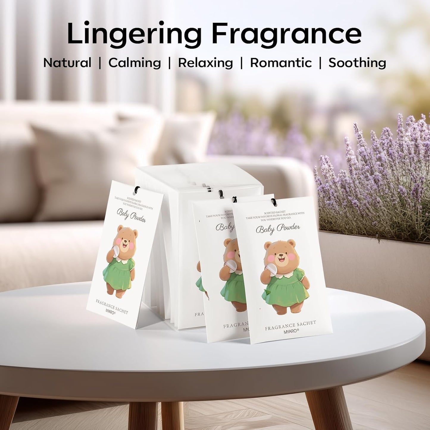 MYARO 12 Packs Baby Powder Scent Sachets Room Air Freshener for Closet Drawer Clothes Storage Small Space Odor Eliminator