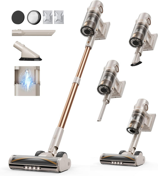 Cordless Vacuum Cleaner,80Mins/50kpa Vacuum Cleaners for Home,Stick Vacuums with Self-Standing,Touch Screen,LED Headlights, Anti-tangle,Rechargeable,Lightweight,for Carpet,Hard Floor, Pet Hair(P7 Pro)