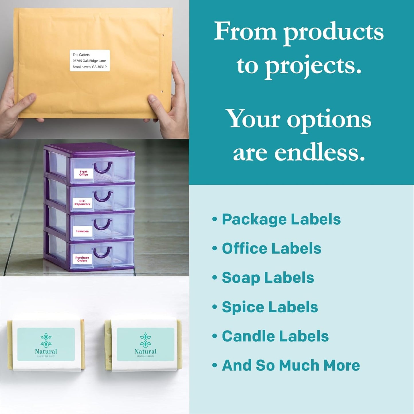 Premium Label Supply White Sticker Mailing Labels – 3.75" x 2" – Laser/Inkjet Compatible – (8 per Sheet), 100 Sheets – 800 Total Adhesive Labels