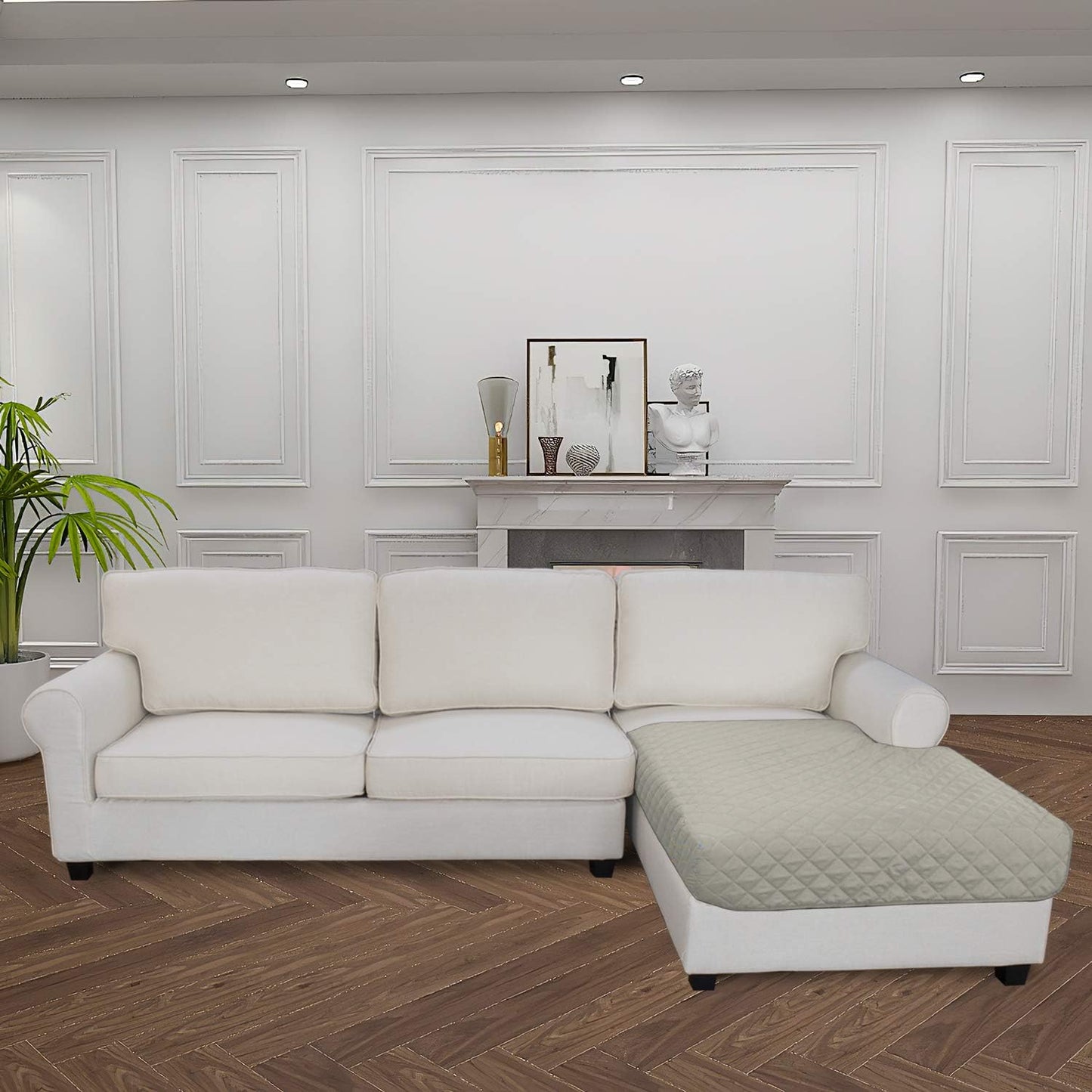 Easy-Going Sectional Couch Covers for Dogs L Shape Sofa Cover Reversible Sofa Slipcover Chaise Lounge Cover Furniture Protector Cover for Pets Dog Cat (42 x 68 inches, Beige/Beige)