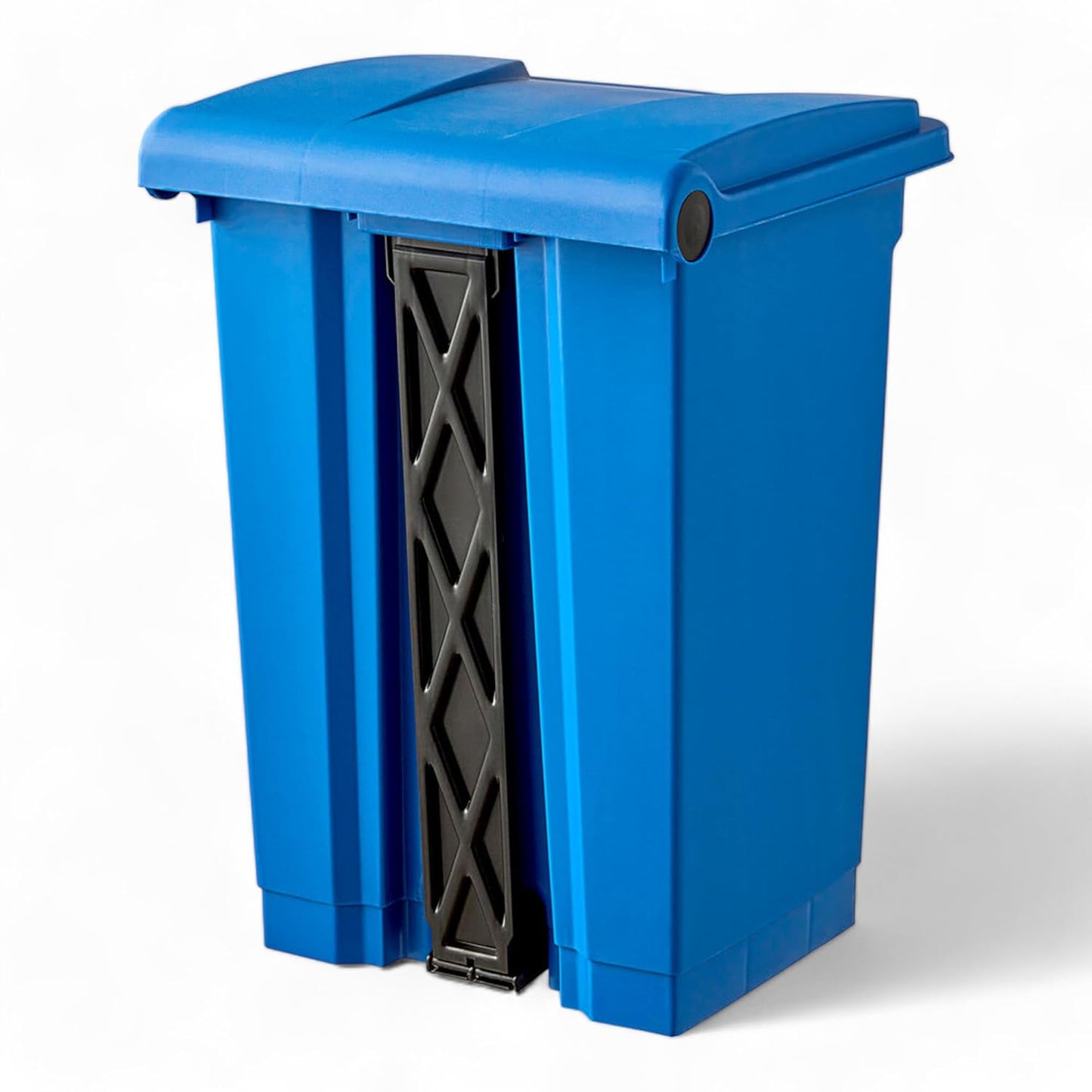 PRO&Family Step-On Trash Can with Lid, Plastic Waste Bin, Foot Pedal Operation (Blue, 12 Gallon)
