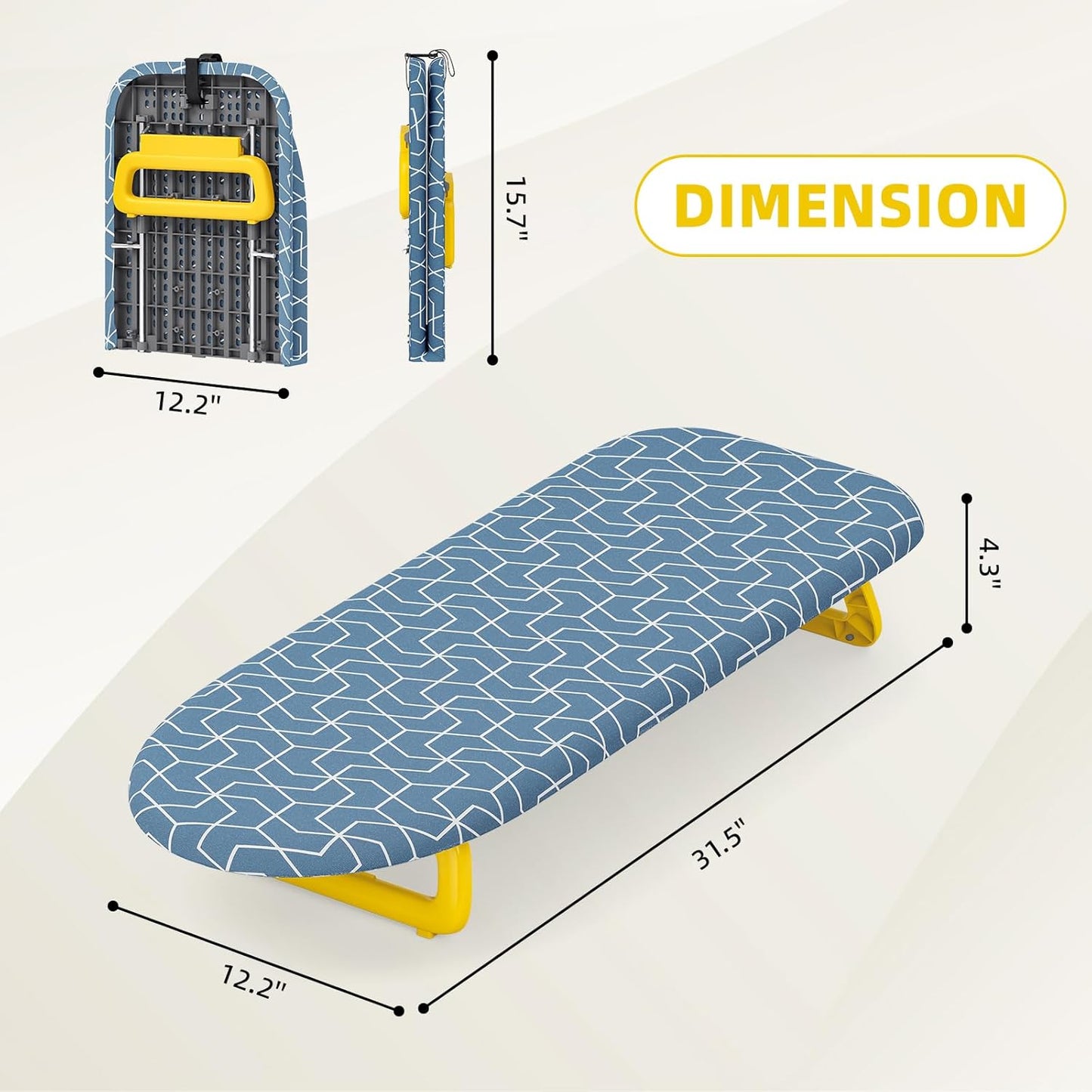 Small Ironing Board Tabletop, Foldable Mini Ironing Board, Table top Ironing Boards Small with Hanging Rope, Compact Portable Ironing Boards Save Space, Iron Board 32x12, Iron Table Stand Dark Blue