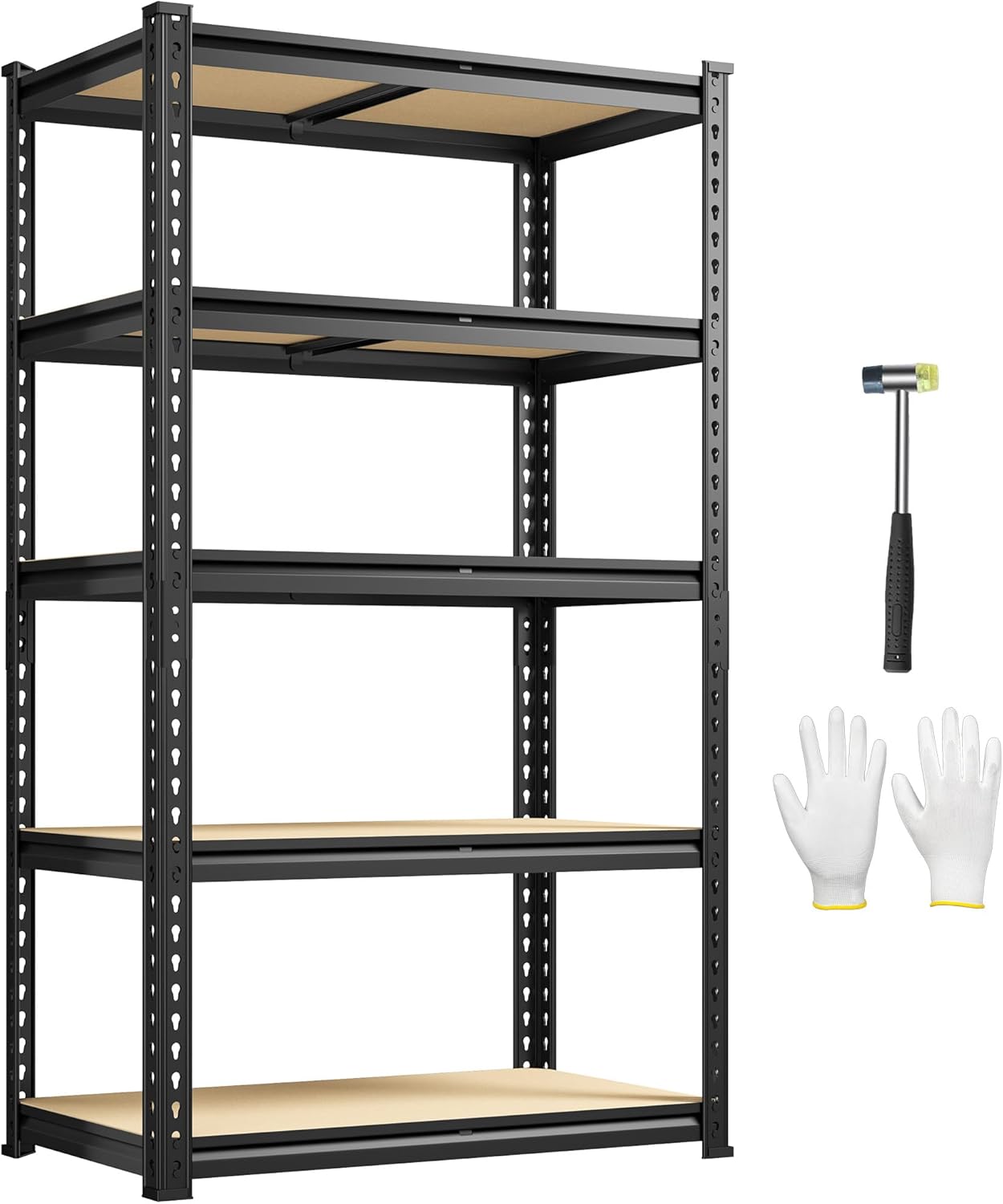1980LBS Storage Shelves, 5-Tier Adjustable Pantry Shelves, Metal Shelving Unit for Kitchen, Pantry, Closet, Laundry, Garage, 59.8" H x 27.55" W x 11.81" D