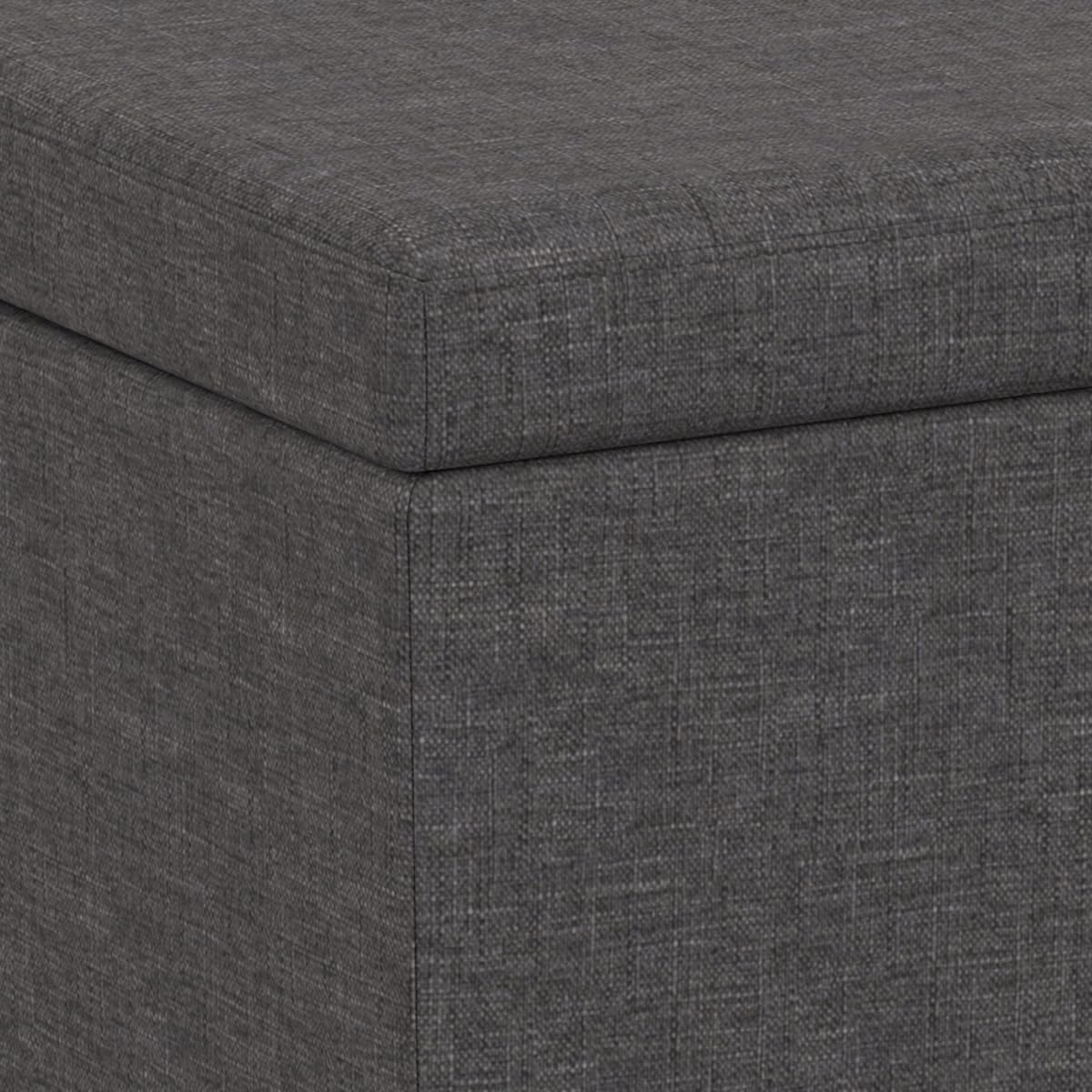 SIMPLIHOME Avalon 54 inch Wide Contemporary Rectangle Extra Large Storage Ottoman Bench in Slate Grey Polyester linen fabric, Assembled, For the Living Room, Entryway and Family Room