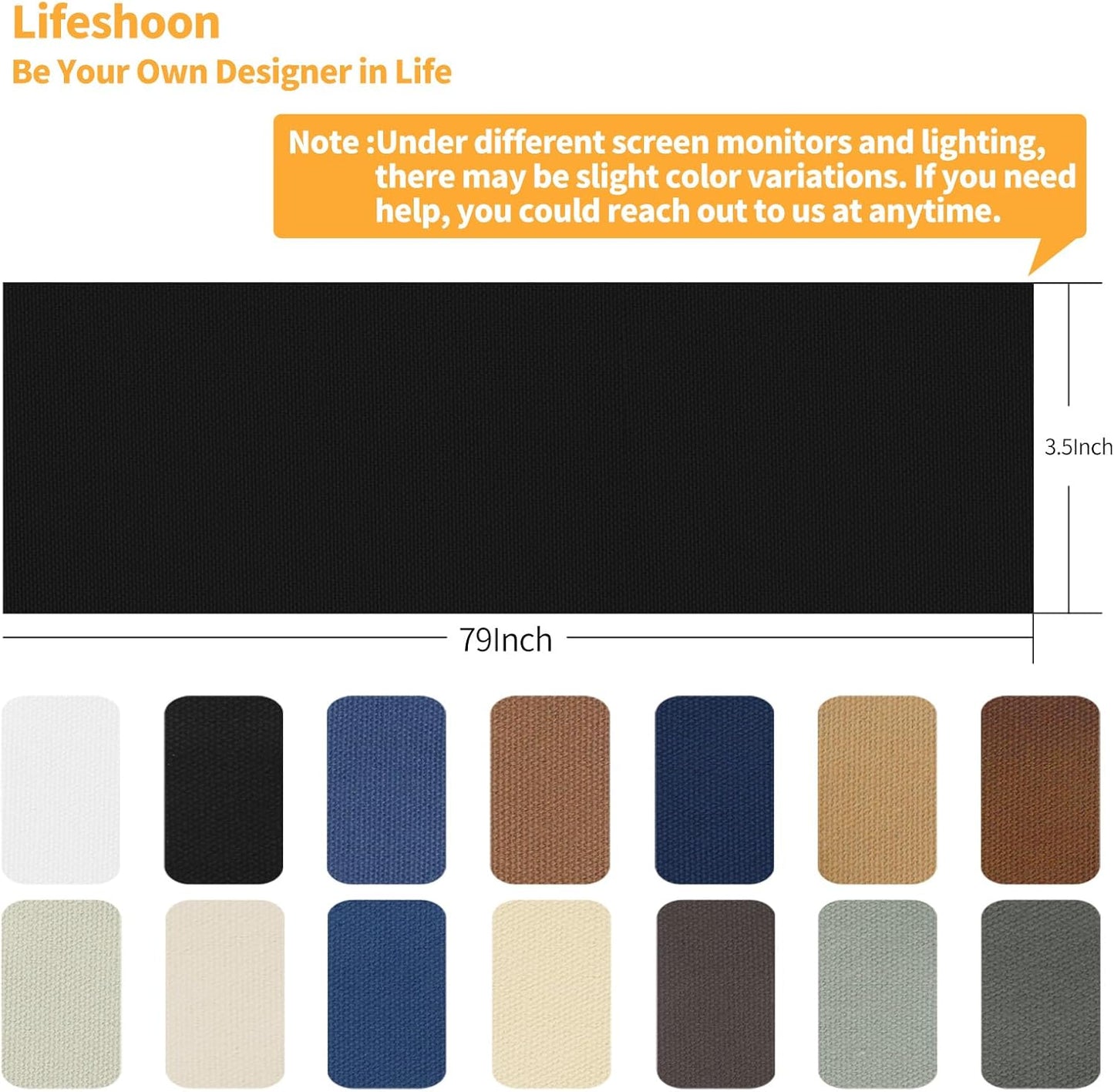 Fabric Repair Patches, Canvas Self-Adhesive Fabric Patches Tape Durable, DIY Large Canvas Repair for Sofa, Couches, Furniture, Chair, Clothing （3.5X79 Inch, Black）