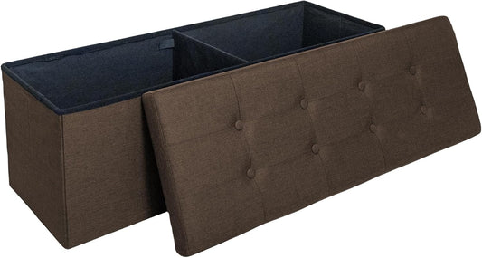 GLAXYFUR 43 Inches Folding Storage Ottoman Bench, Storage Chest, Footrest for Entryway, Living Room, Holds up to 660 lb, Brown