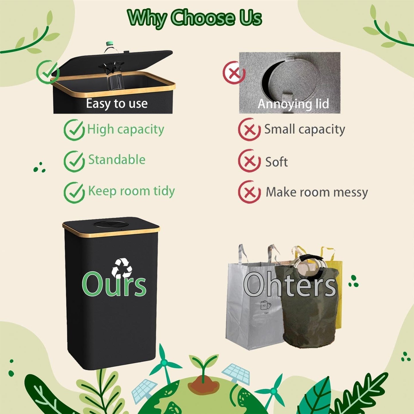 Recycling Bin for Kitchen Indoor Home, Large 26 Gallon 100L Recycle Bin with Lid Removeable Reusable Inner Bag Bottle Can Glass Waste Plastice Stickers,Black