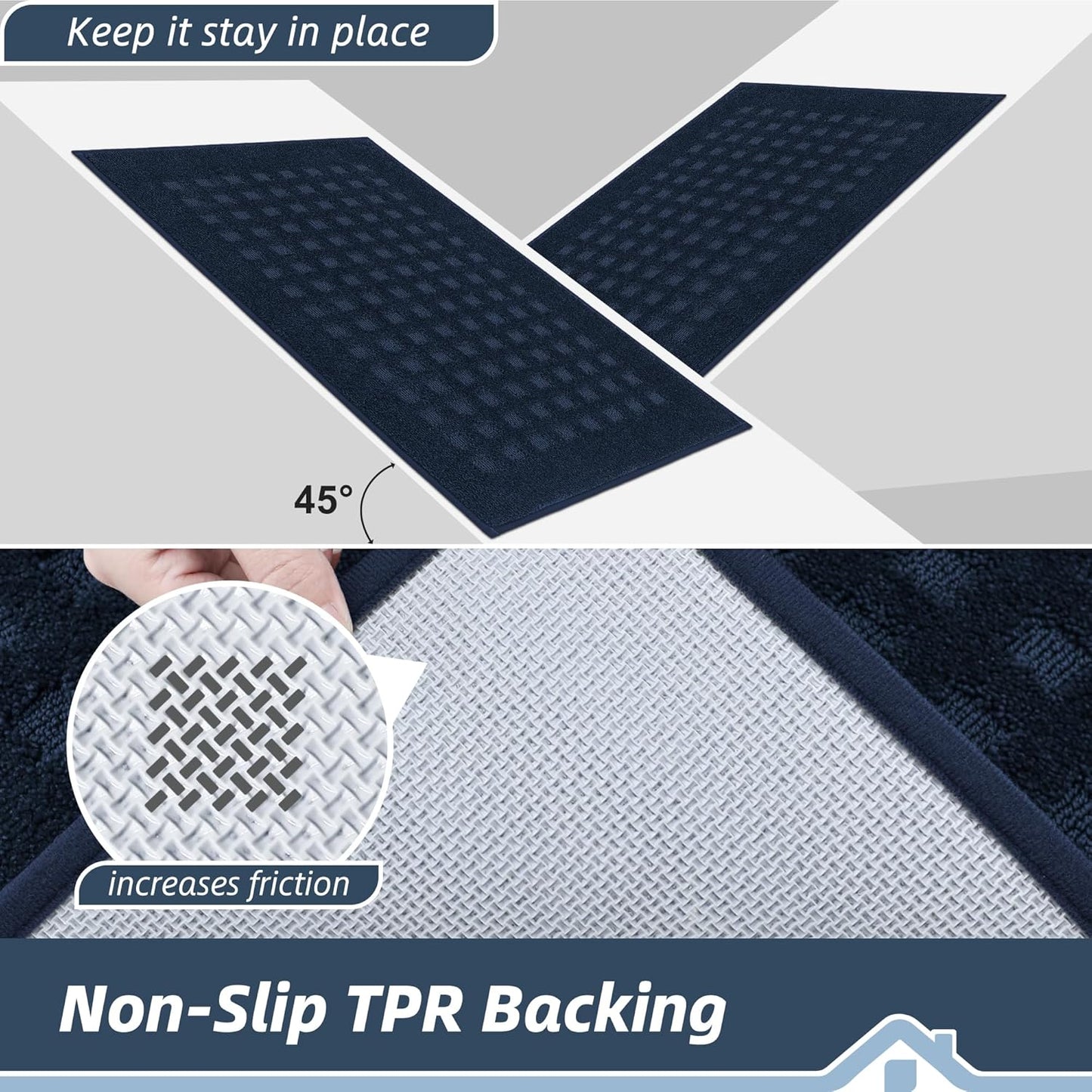 BEQHAUSE Waffle Door Mats Indoor 32"x48", Dog Mat for Muddy Paws Absorbent and Dirt Resist Floor Mats Non-Slip Washable Rugs for Entryway, Welcome Mat for Front Back Door, Muddy Wet Shoes, Navy Blue