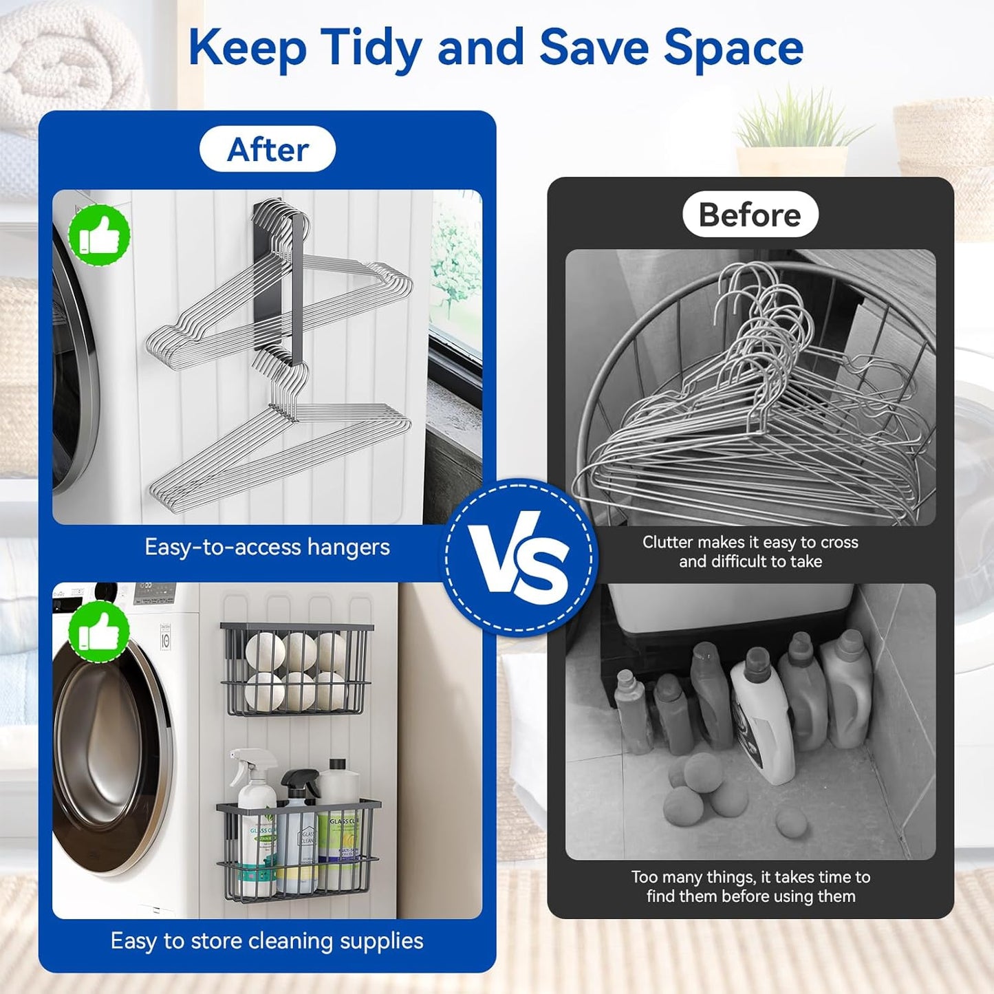 Magnetic Dryer Ball Holder and Magnetic Hanger Holder for Laundry Room Organization and Storage, Magnetic Lint Bin for Laundry Room, Iron Basket Dryer Ball Container for Laundry Room Storage (Gray)