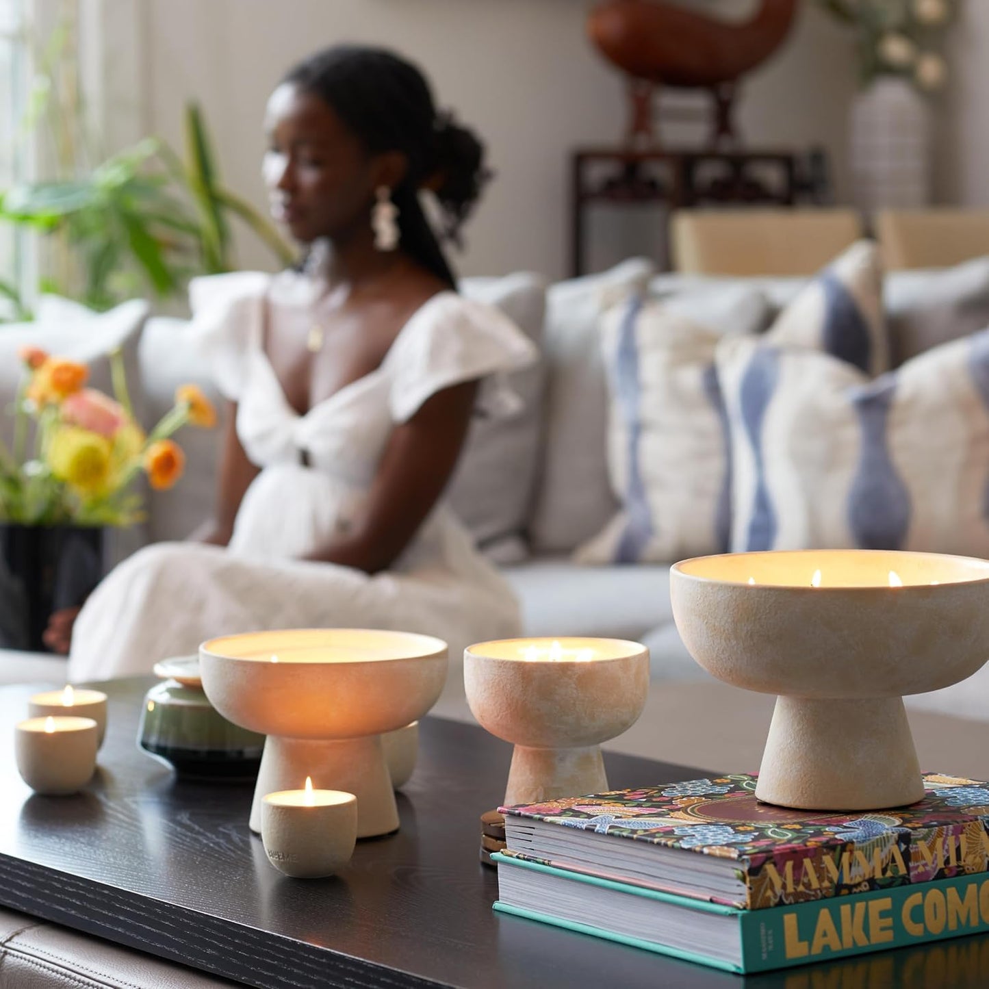 New BLUEME Wellness Candle Wax Refill, Contains Essential Oil, Sustainable, Hand Finished, Hand Poured, Premium, Luxury Ceramic, Natural Cotton Wick (45oz, Yuzu & Ginger)