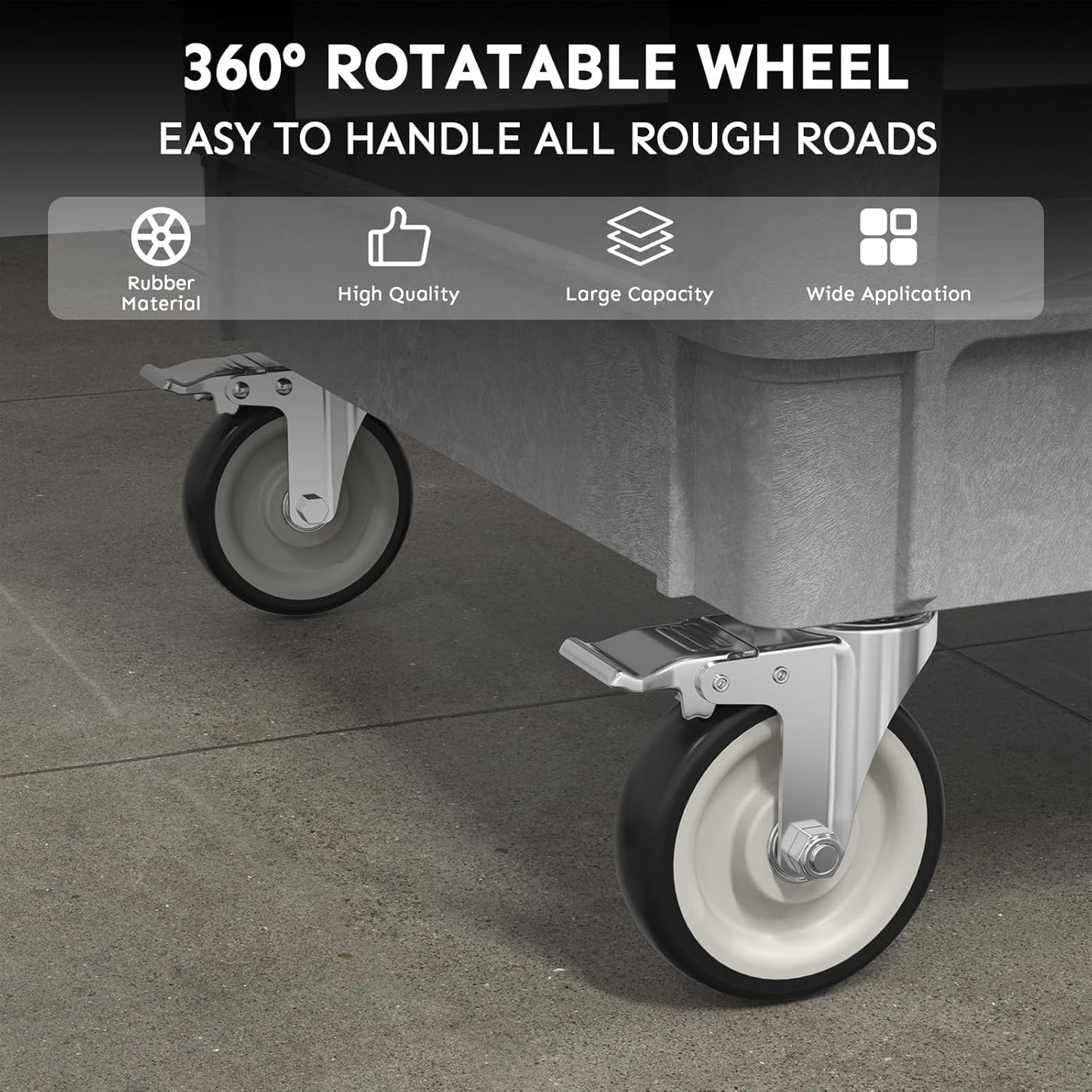 Utility Cart on Wheels, Heavy Duty Large Flat Top Rolling Service Cart, 46 x 25 Inch Work Carts, 2 Shelf 1000 lbs Capacity Plastic Tool Cart, for Warehouse, Garage, Cleaning, Gray