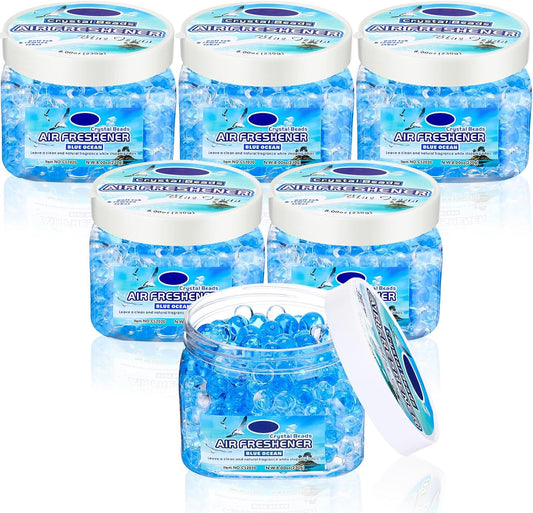 6 Pcs Air Freshener Gel Beads Bulk Odor Eliminator Beads Odor Removing Gel for Home, Bathrooms, Cars, Boats, RVs, Pet Areas, Room, Toilet 8 oz(Blue Ocean)