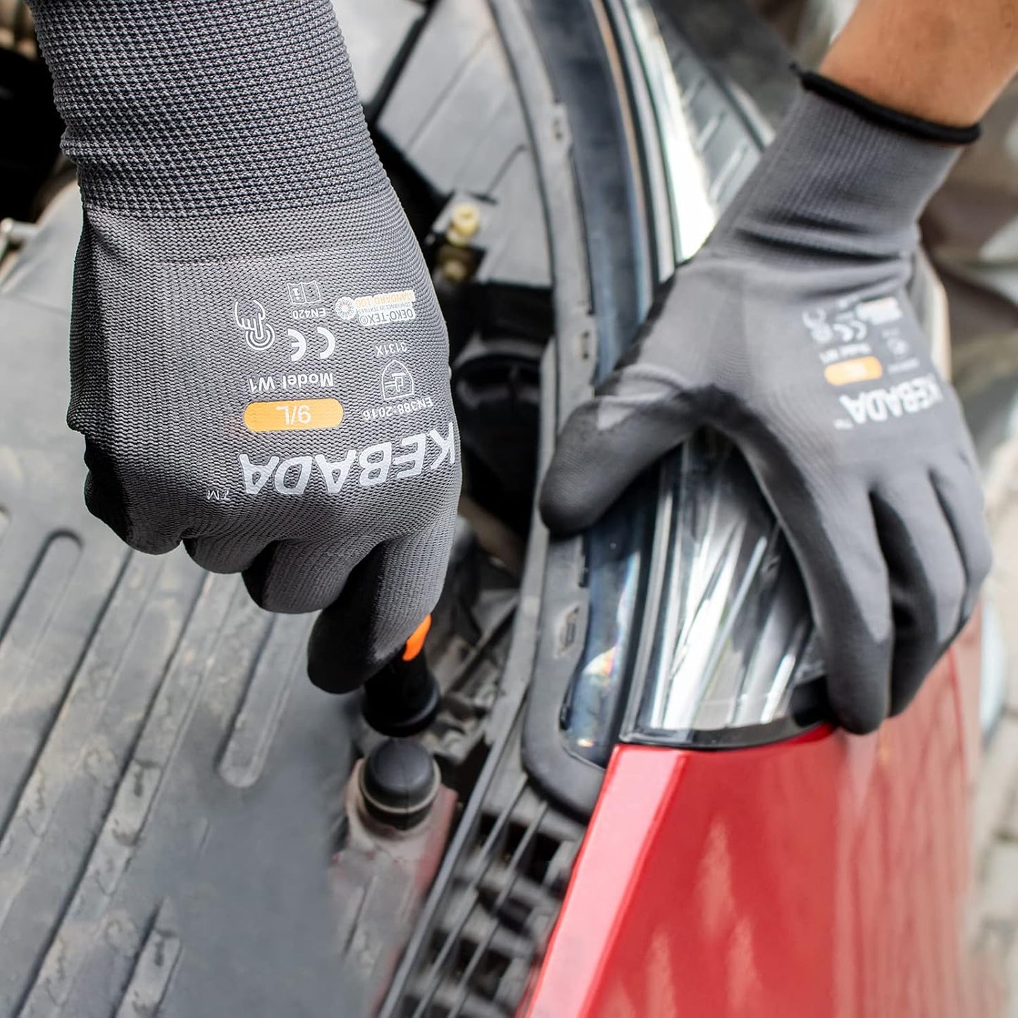 Kebada Safety Work Gloves,120 Pairs Bulk Pack, Touchscreen, PU Coated, Ideal for Warehouse, Construction, Gardening and Mechanics, Grey, Large