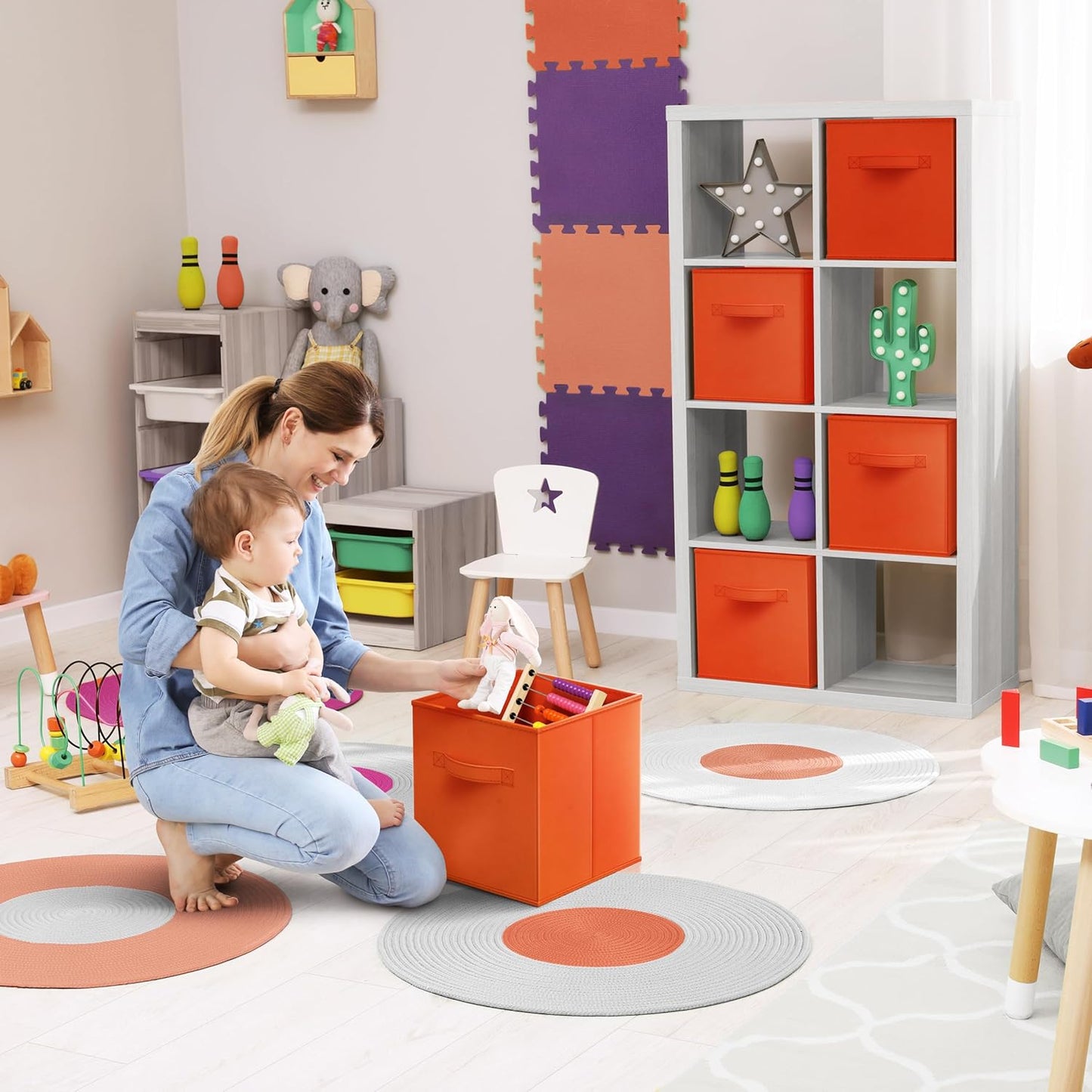 Sorbus Fabric Storage Cubes - 8 Foldable Storage Bins for Organizing Pantry, Cubbies, Toy Box - Clothes Storage & Closet Organizer - 11 Inch Collapsible Cube Baskets for Shelves with Handle