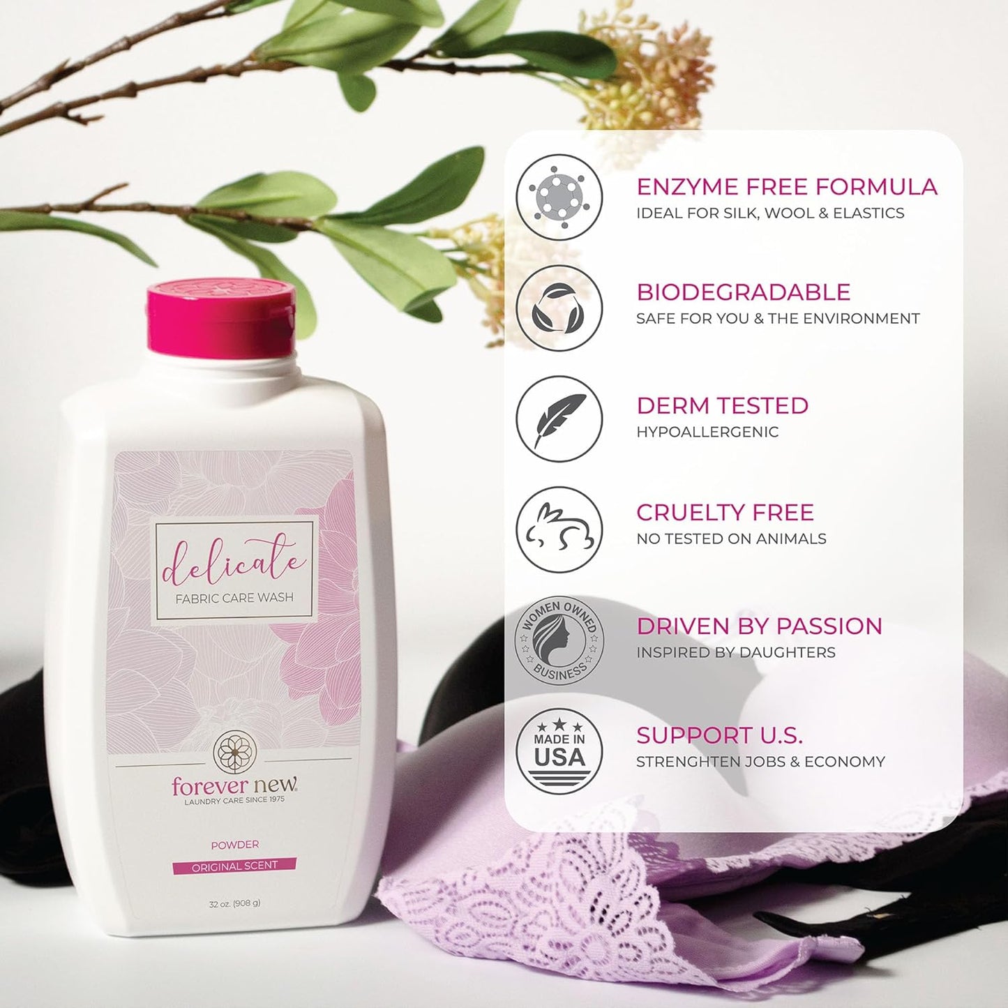 FOREVER NEW Granular Detergent Powder - Delicate Laundry Care Wash - Original Scented, 32 Oz