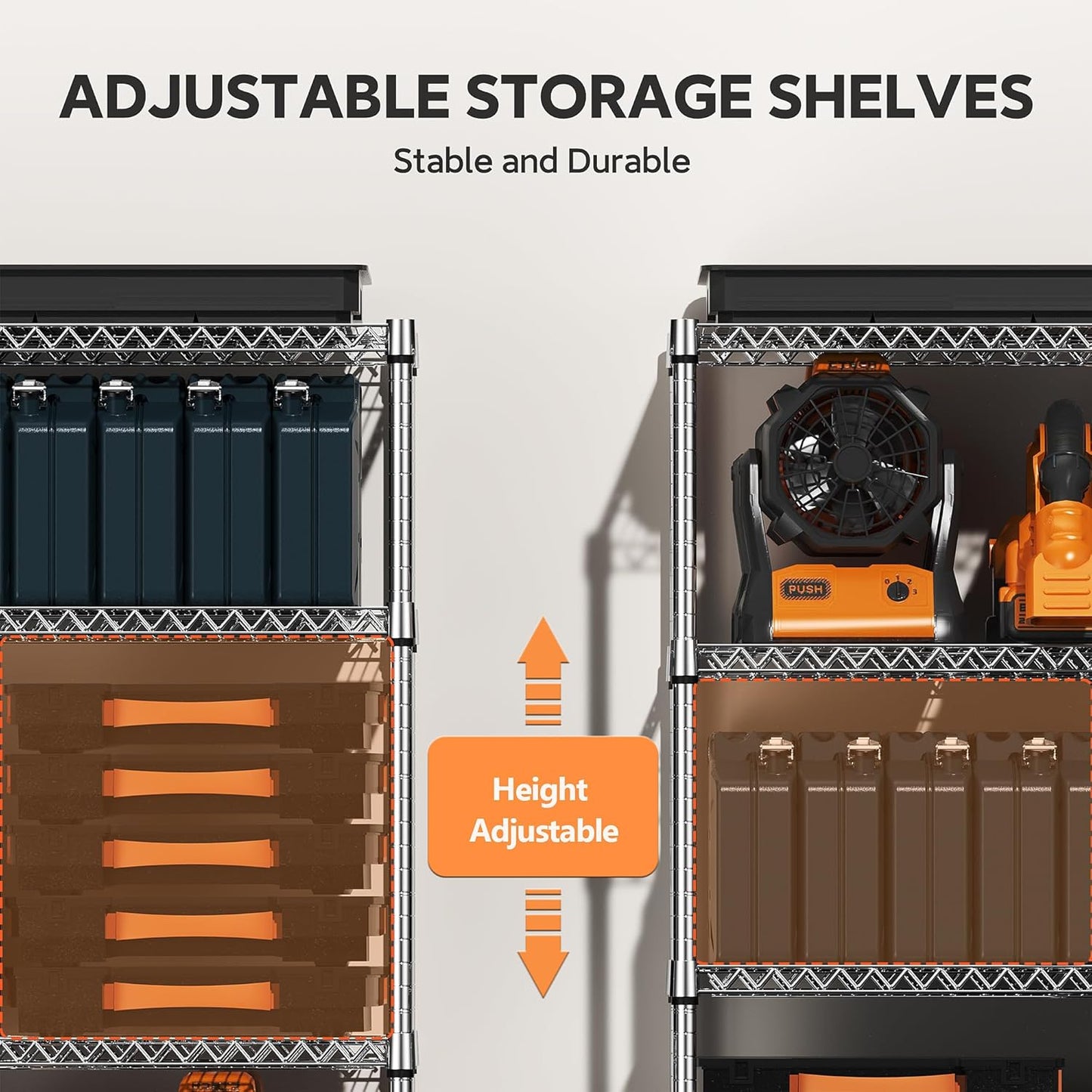 4 Tiers Storage Shelves Load 1400LBS, Metal Shelving Wire Metal Shelving Unit Shelves for Storage Adjustable Garage Shelving for Pantry Kitchen Garage Chrome 17.7" D x 47.3" W x 62.7" H