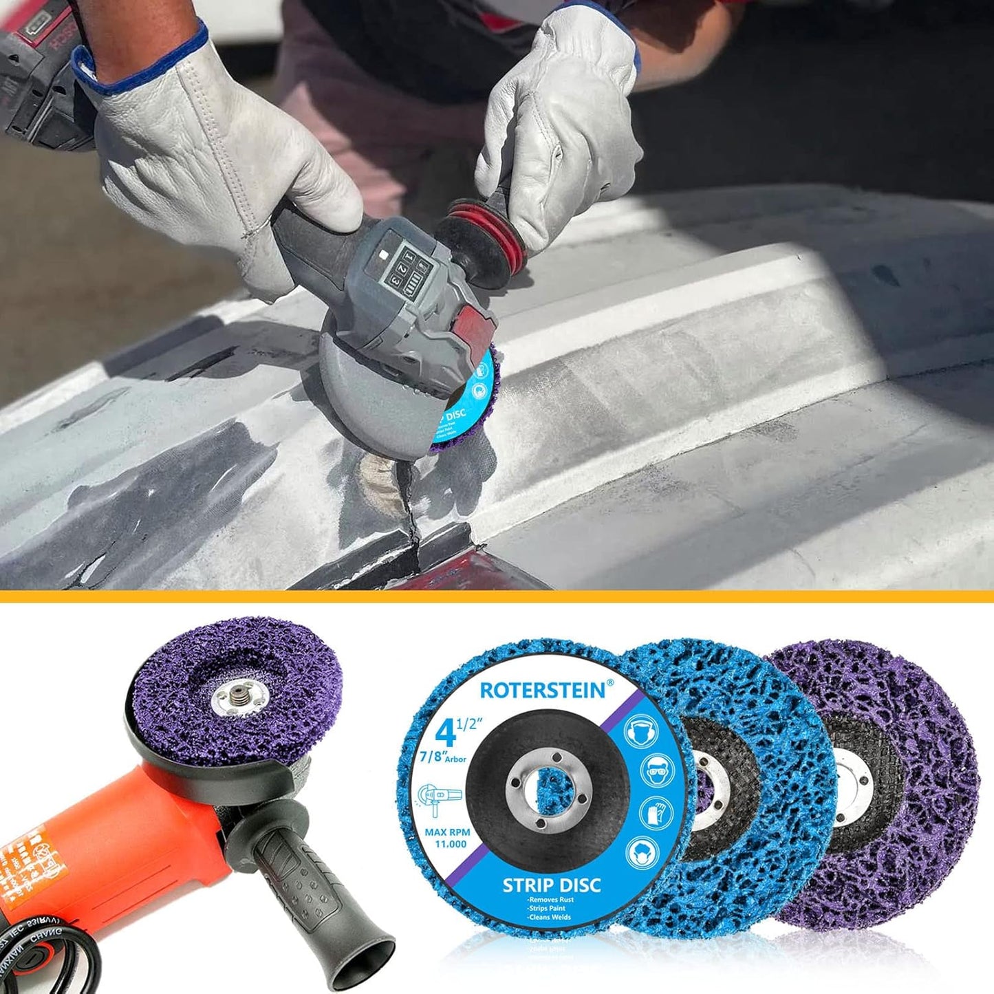 10 Pack Strip Discs Stripping Wheel 4.5 inch for Angle Grinder Clean and Remove Paint Coating Rust Welds Oxidation (4-1/2" x 7/8")