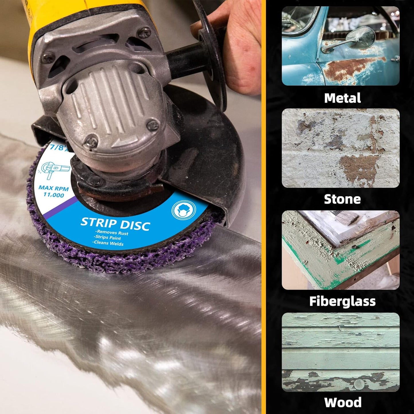 10 Pack Strip Discs Stripping Wheel 4.5 inch for Angle Grinder Clean and Remove Paint Coating Rust Welds Oxidation (4-1/2" x 7/8")