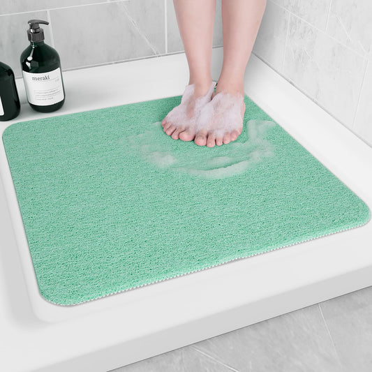 Non-Slip Bathtub Mat, Anti Slip Shower Mat, Fast Drying Bathtub Mats, Foot Scrubber Mat, Anti Slip Mat for Tub, Floor, Bathroom, Kitchen, Home, Hotel (Light Green 24"×24")