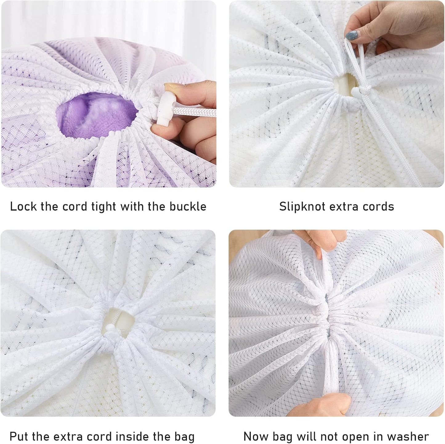 Polecasa Diamond Mesh Laundry Bags, 2Pcs 24 x 36 inches Heavy Duty Mesh Laundry Bag with ID Tag and Drawstring Closure, Large Laundry Hamper Liner, Laundry Bag for Travel, Sports, Dorms (White)