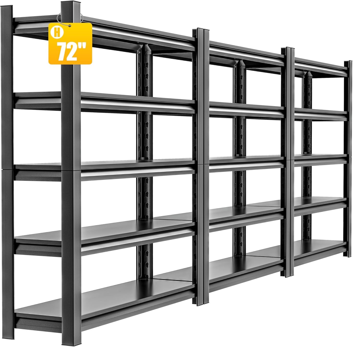 Garage Shelving,3 Pieces72 Garage Storage Shelves Heavy Duty Shelving Units and Storage,Adjustable 5 Tier Metal Shelving Storage for Garage Rack Shelf and Industrial Shelving for Basement
