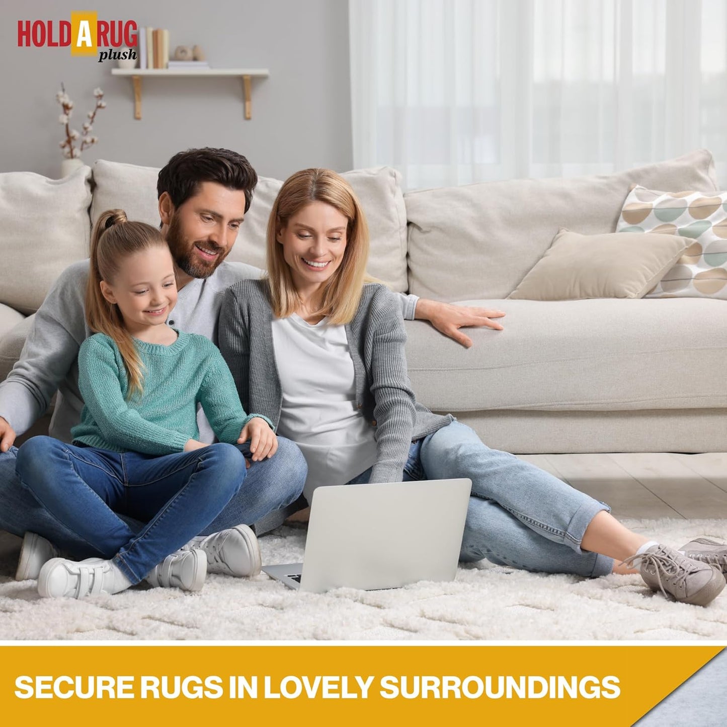 Hold-a-Rug Plush 3' x 14' Nonskid, Nonslip Rug Pad, Reversible Gripper, ¼ Thick, Safe for All Floors and Carpet, Keep Area Rugs Secure