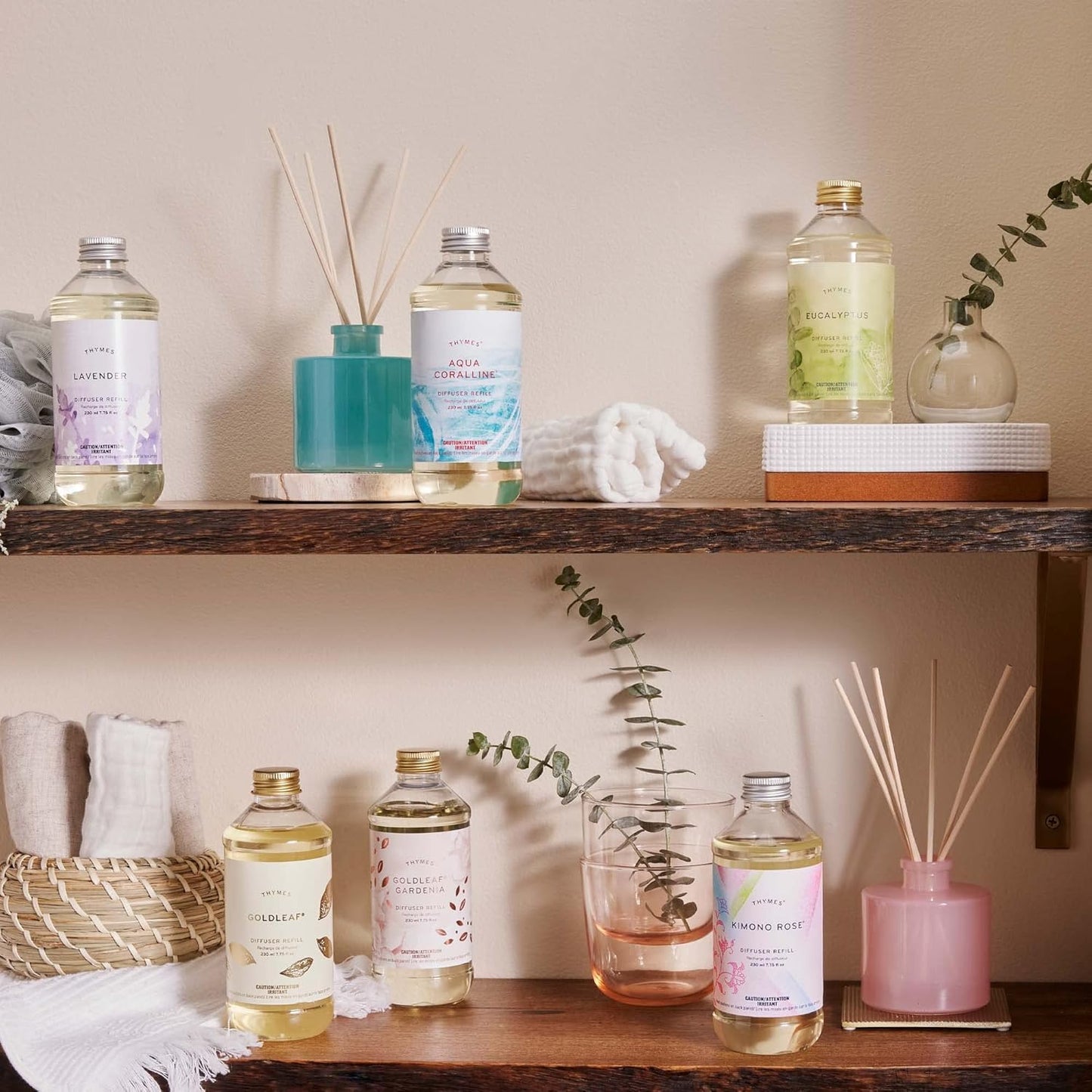 Thymes Aqua Coralline Reed Diffuser Oil - Room Fragrance Oil - Flameless Home Fragrance - 7.75 Fl Oz