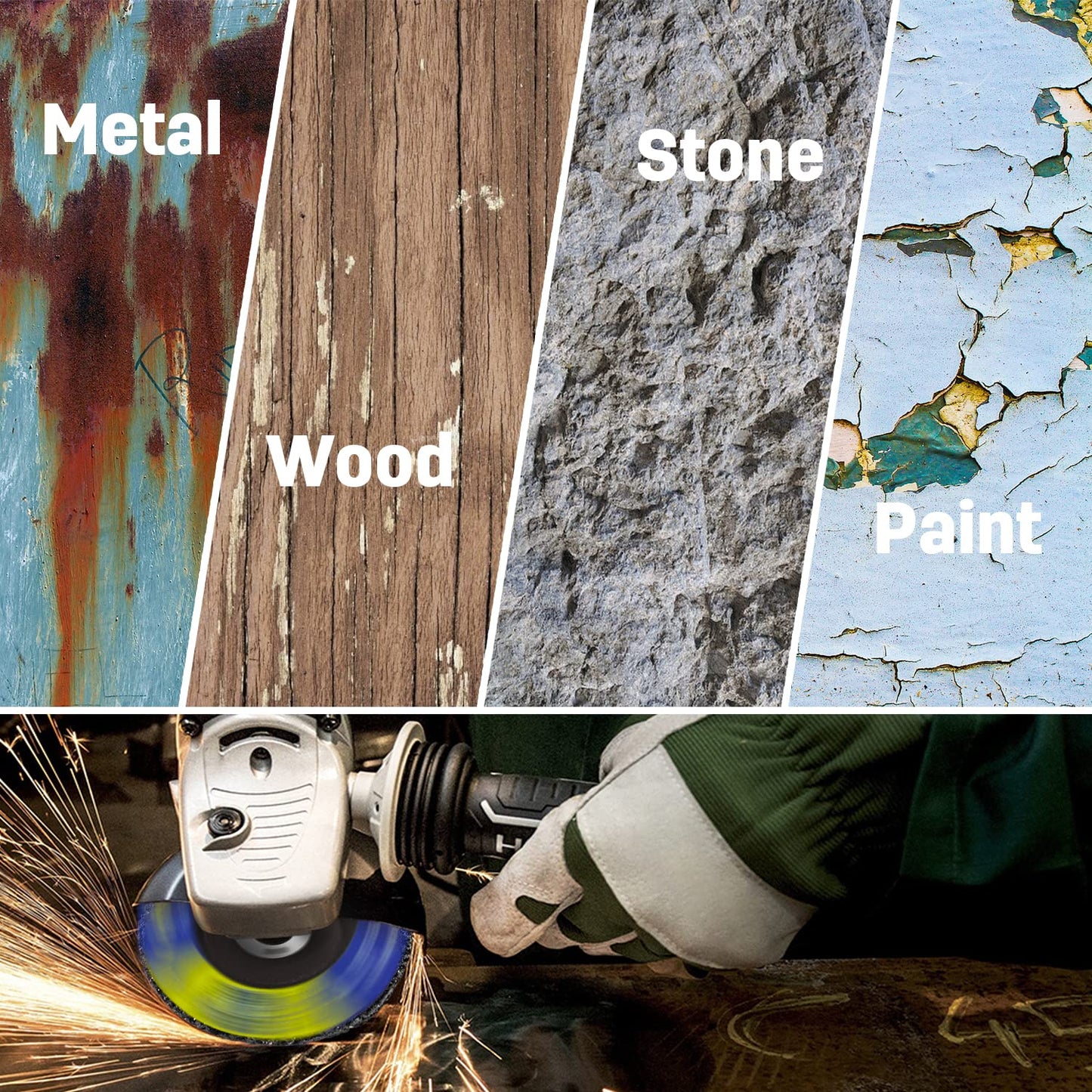 10 Pack Strip Disc Wheel for Angle Grinders Stripping Wheel, Paint Stripping Disc, Poly Abrasive Wheel for Metal Rust Welds, Oxidation, Paint Remover (4'' x 5/8'')