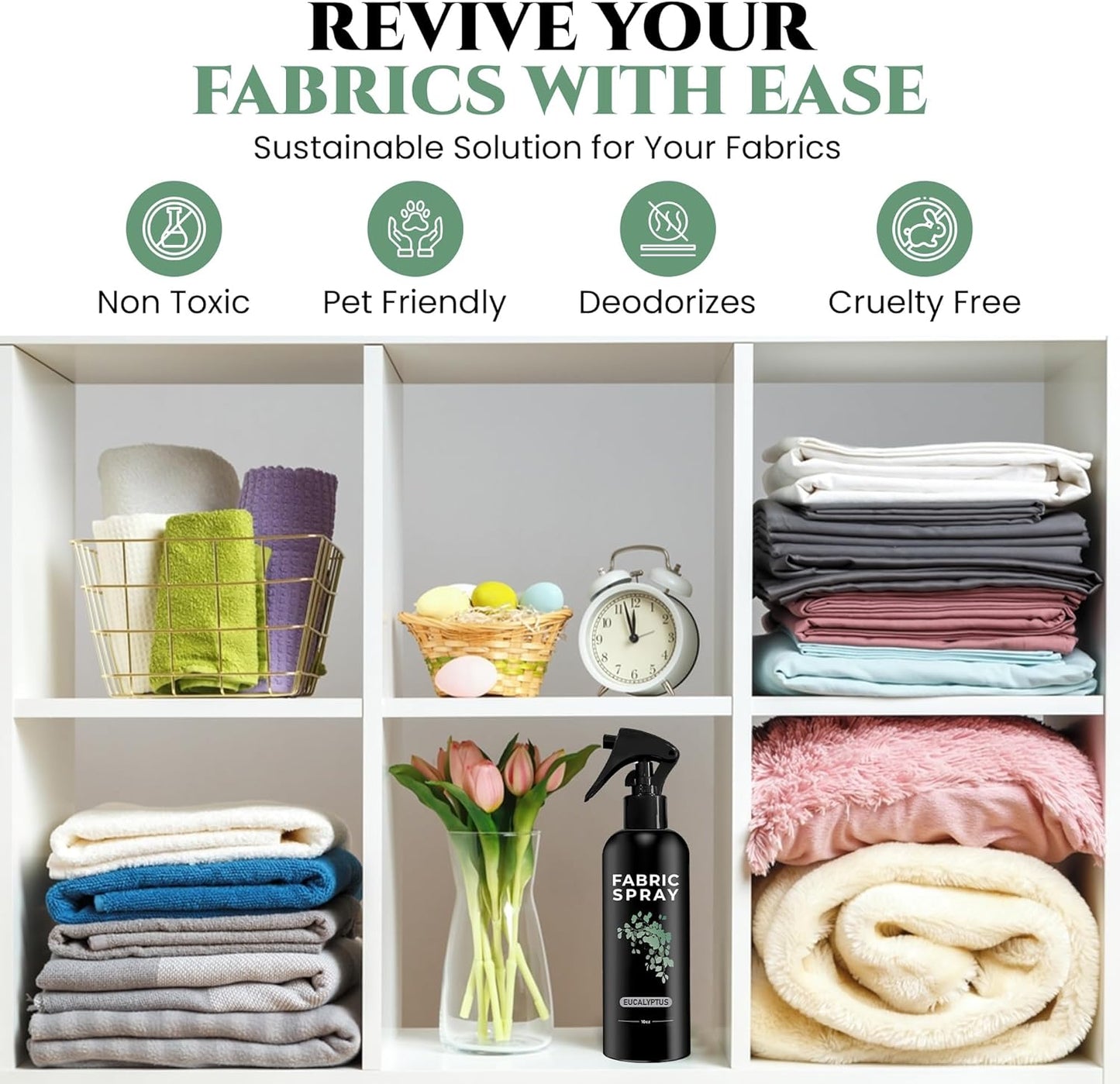 605Products Eucalyptus Fabric Spray and Linen Spray - Carpet Deodorizer - Natural Pillow Spray made with Essential Oils - Mist Fabric Refresher Spray - Long Lasting Bed Freshener Spray (10oz)