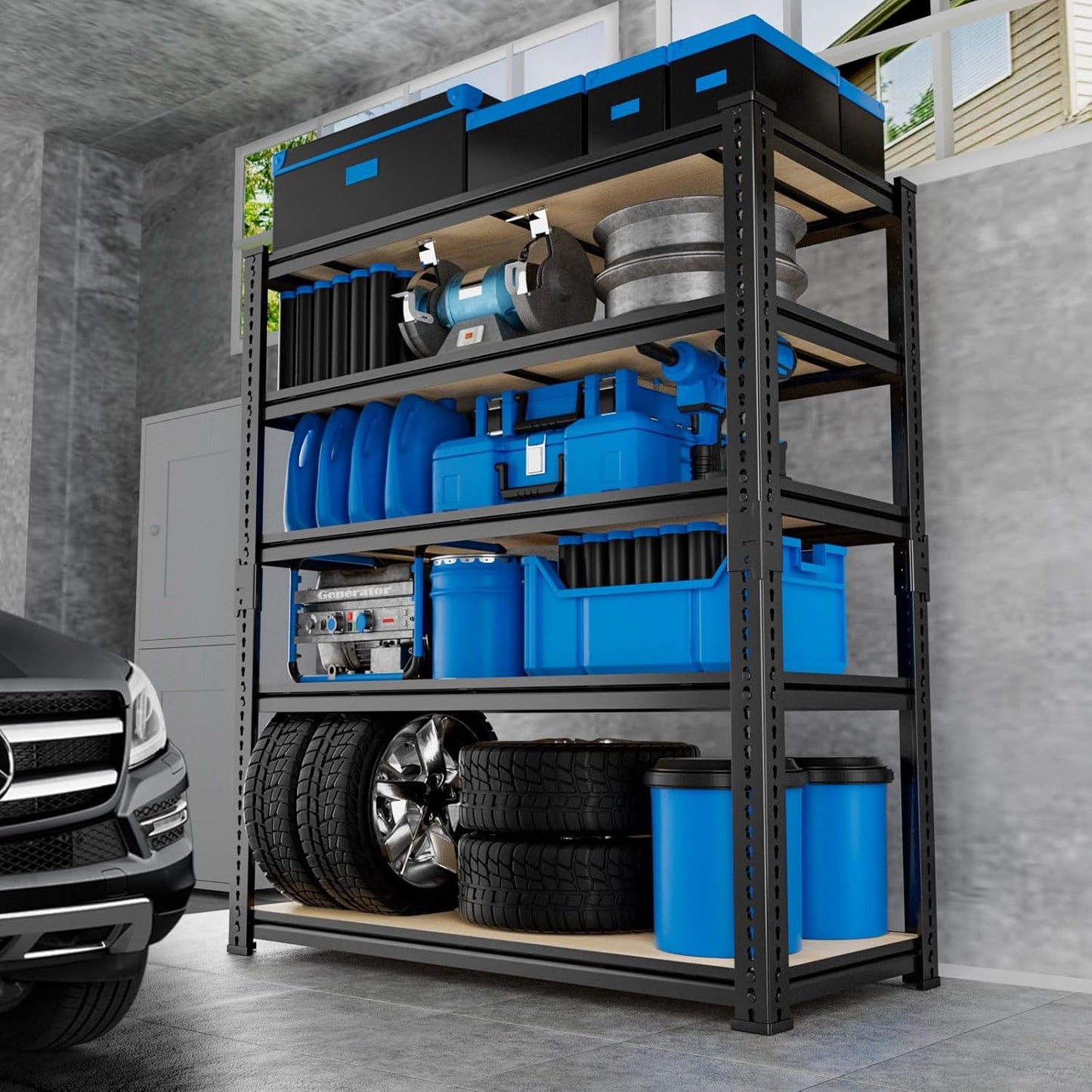 Garage Shelving, Storage Shelves Heavy Duty 2000 LBS Capacity, 5 Tier Adjustable Metal Organizer Wire Rack, 36" L x 18" W x 72" H Utility Shelf Unit for Kitchen Pantry