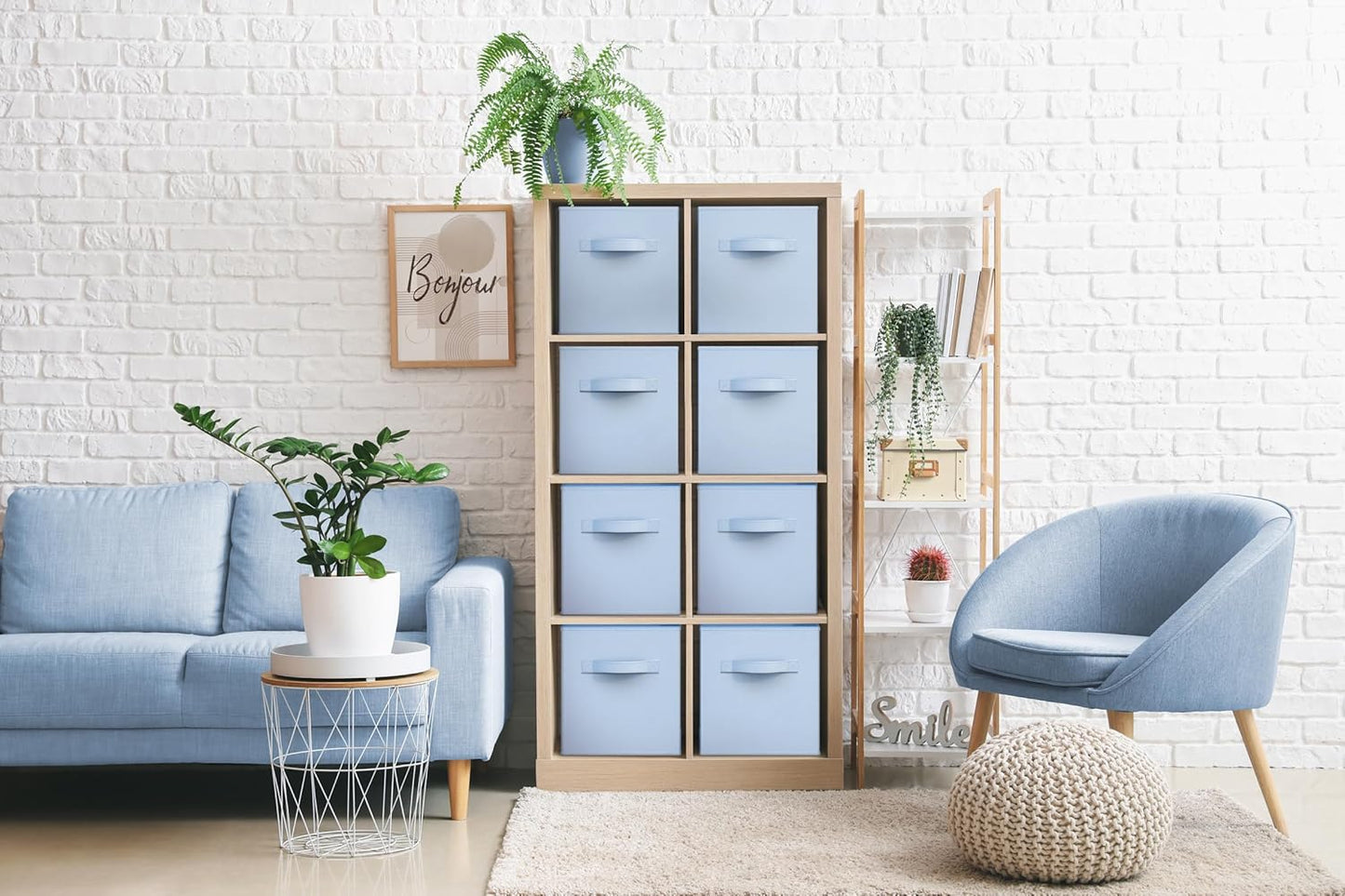 Sorbus Fabric Storage Cubes - 8 Foldable Storage Bins for Organizing Pantry, Cubbies, Toy Box - Clothes Storage & Closet Organizer - 11 Inch Collapsible Cube Baskets for Shelves with Handle