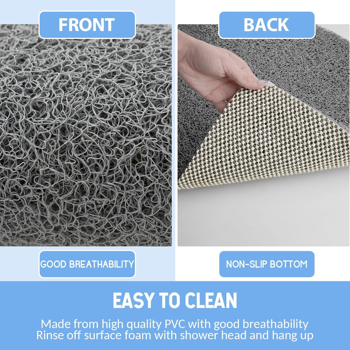 Non Slip Bathtub Mat,Anti Slip Shower Mat,Fast Drying Bath Tub Mats,Foot Scrubber Mat,Anti Slip Mat for Tub,Floor,Bathroom,Home,Kitchen,Hotel