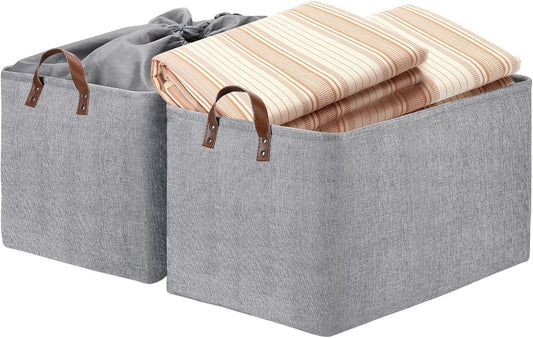 DULLEMELO Large Grey Storage Baskets 70L Oversized Dog Toy Bin Basket, Collapsible 22" X 15" X 13" Extra Large Fabric Baskets for Storage Clothes, Toys, Blankets Organizers (Grey)