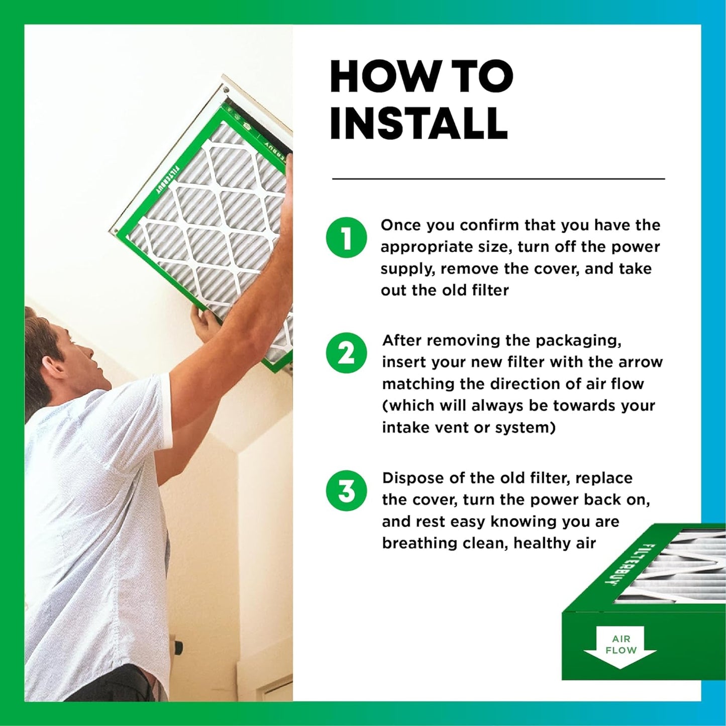 Filterbuy 10x10x2 Air Filter MERV 8 (MPR 700) Dust Defense Replacement (6-Pack), Electrostatic Pleated HVAC AC Furnace Filters, Made in USA (Actual Size: 9.50 x 9.50 x 1.75)