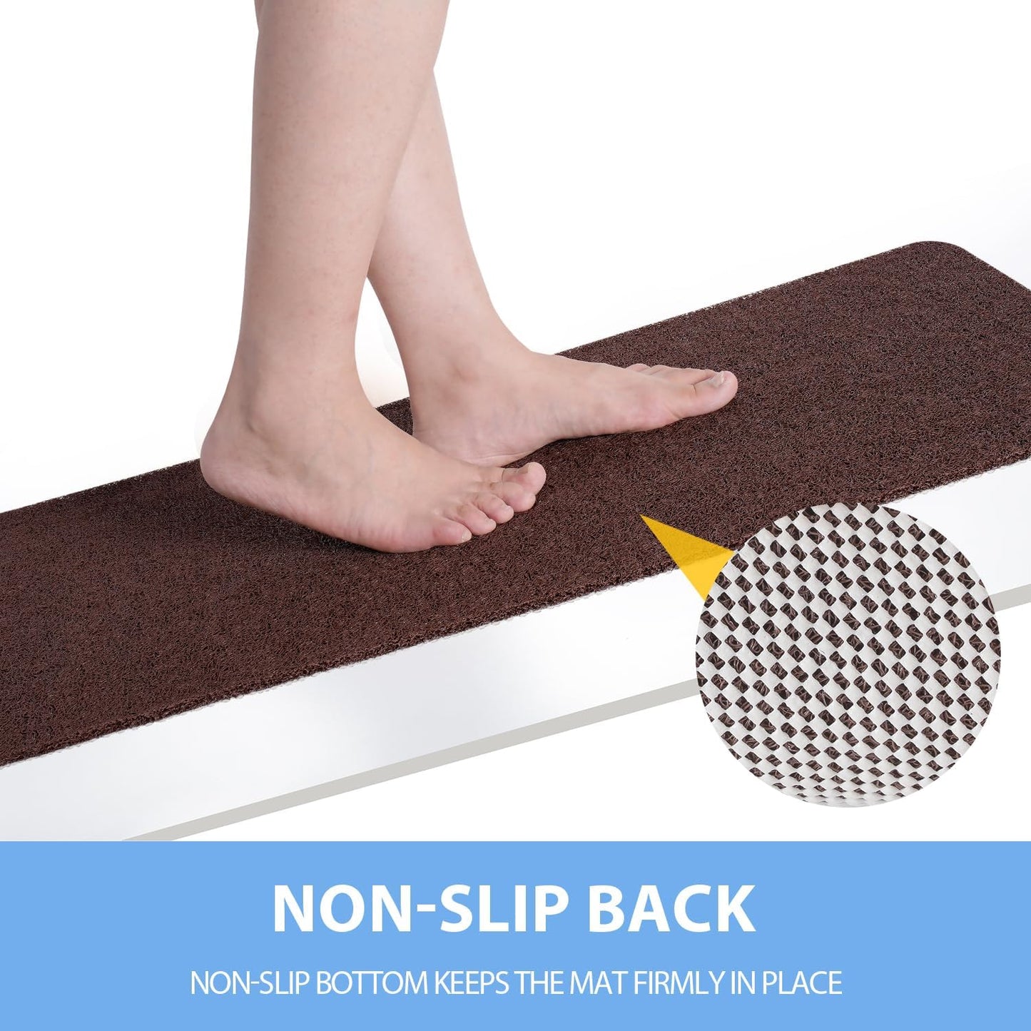 Non-Slip Bathtub Mat, Anti Slip Shower Mat, Fast Drying Bathtub Mats, Foot Scrubber Mat, Anti Slip Mat for Tub, Floor, Bathroom, Kitchen, Home, Hotel (Brown 32"×17")