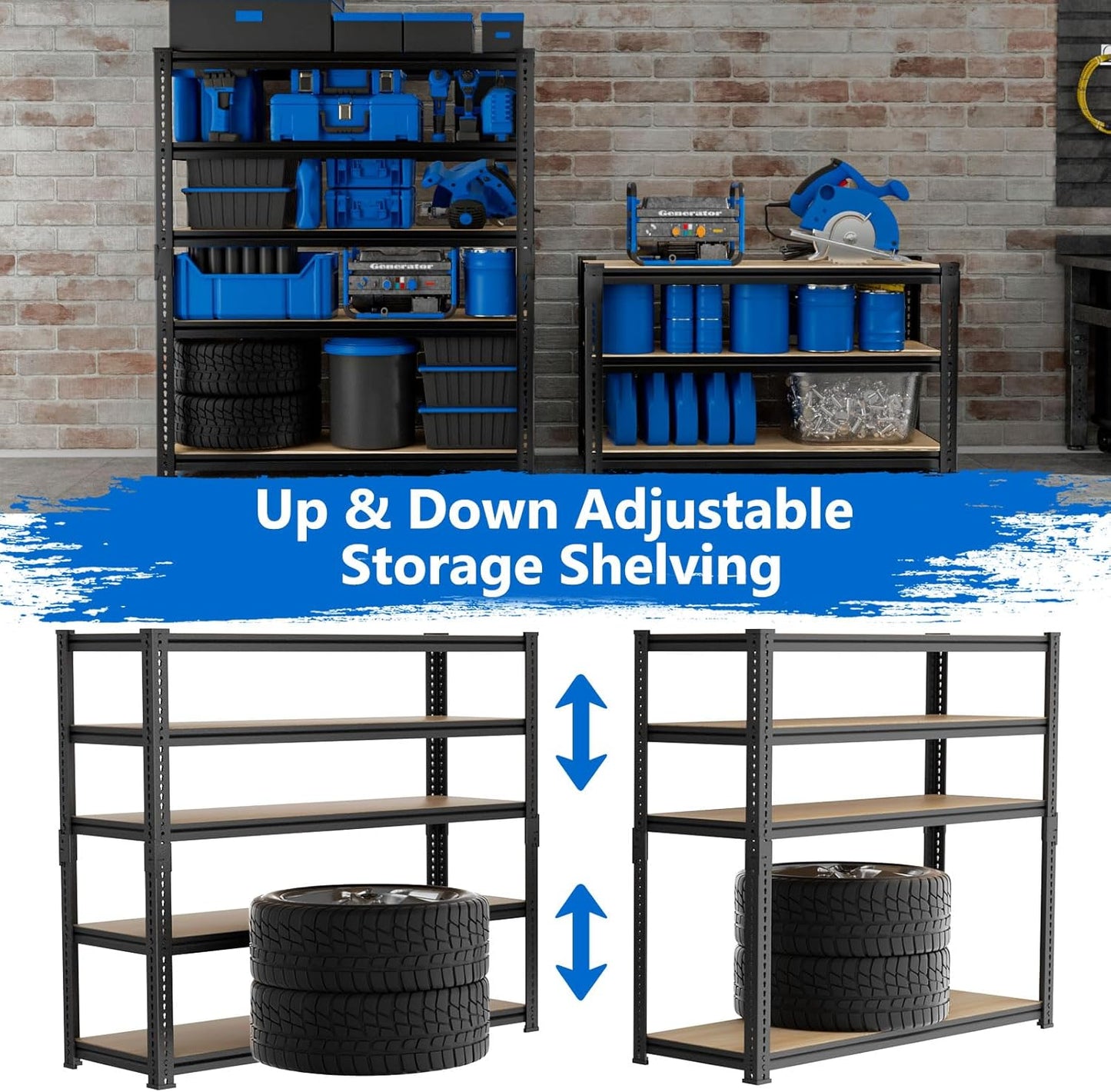 Garage Shelving, Storage Shelves Heavy Duty 2000 LBS Capacity, 5 Tier Adjustable Metal Organizer Wire Rack, 36" L x 18" W x 72" H Utility Shelf Unit for Kitchen Pantry