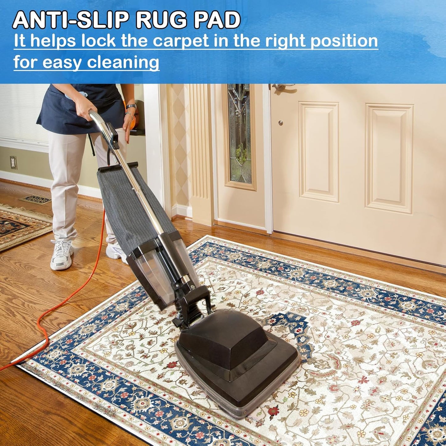 Non-Slip Rug Pads 1/4” Thick, 9x12Ft Waterproof Rugs Non Skid Rug Pad for All Floors and Finishes Durable Hardwood Floor Protective Felt Keeps Rugs in Place, Safe and Secure