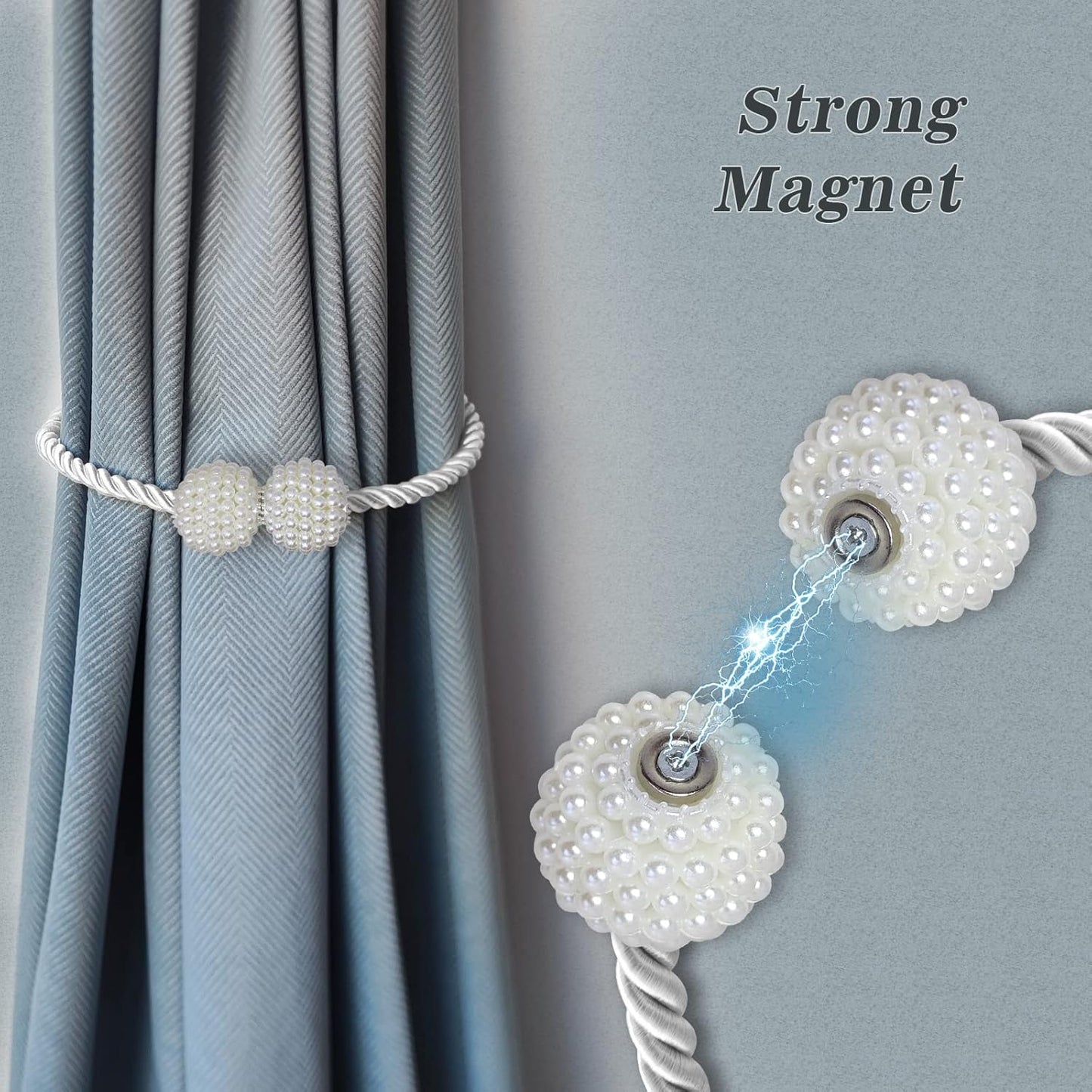 Hion Magnetic Curtain Tiebacks Golden 2pcs, Curtain Tiebacks Buckles Holdbacks Holders Hooks Clip for Home Bedroom Office Decorative Curtain