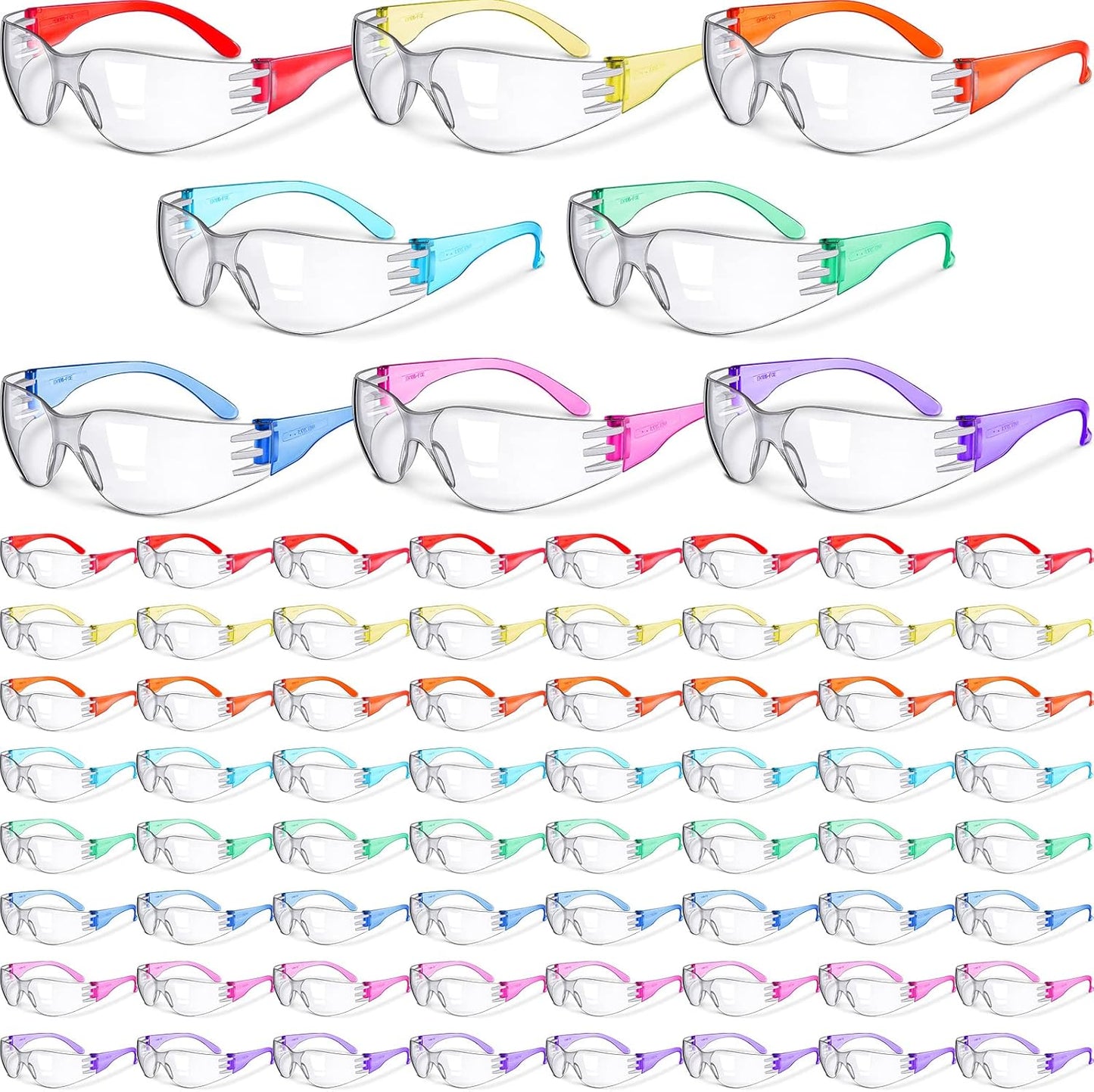 Chumia 64 Pcs Kids Safety Glasses Scratch Impact Resistant Safety Goggles Anti Fog Protection Glasses with Clear Lens