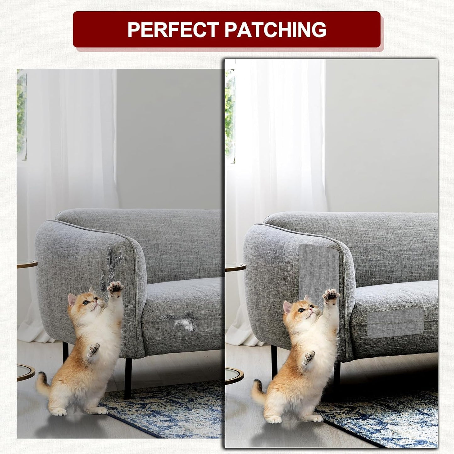 Linen Repair Tape 16x90 inch, Self Adhesive Fabric Patches, Linen Patch Tape Kit, Fabric Repair Tape for Couch Sofas, Headboards, Chairs, Pillows, Curtains, Couches - Light Brown